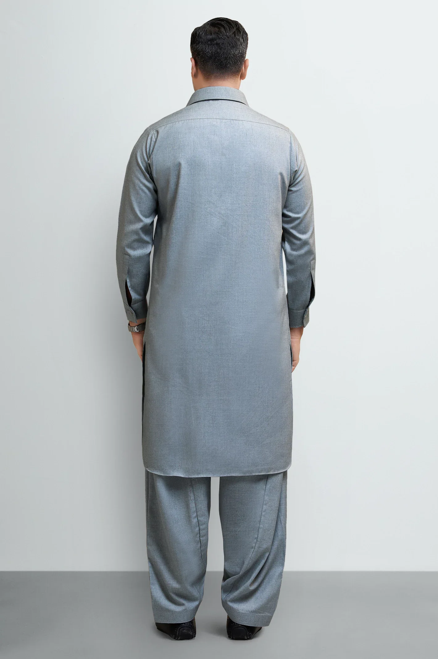Grey Wash & Wear Shalwar Kameez - Image 4