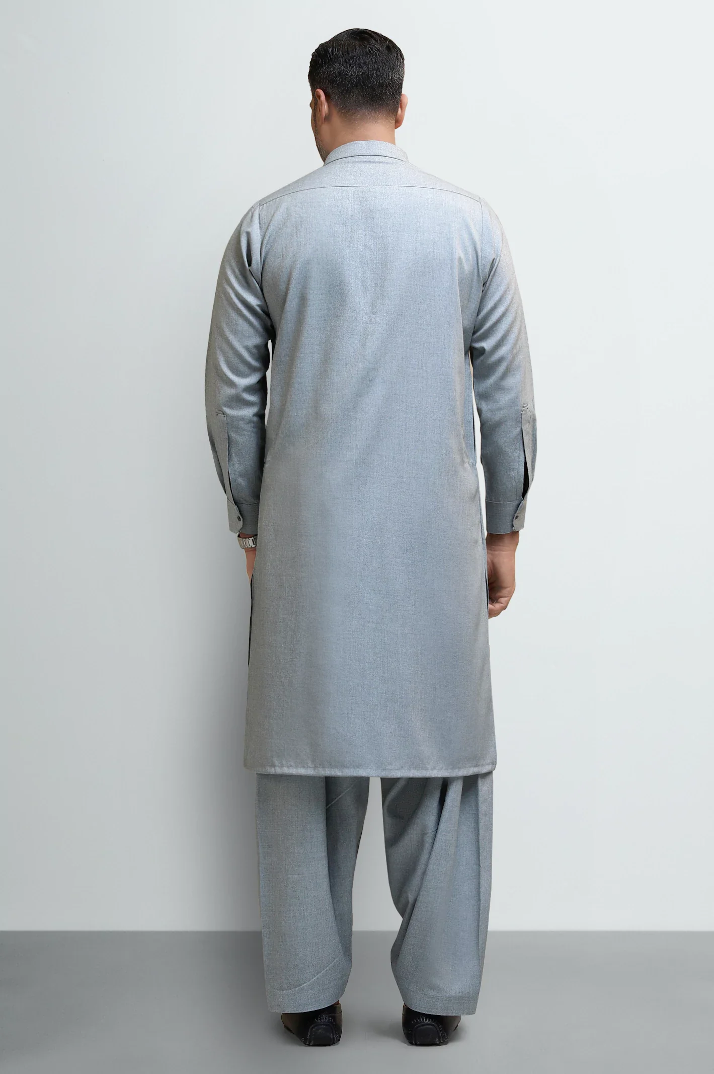 Grey Wash & Wear Shalwar Kameez - Image 4