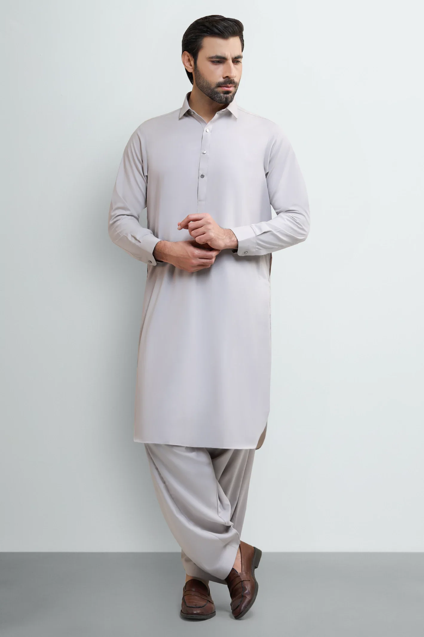 Beige Wash & Wear Shalwar Kameez - Image 2