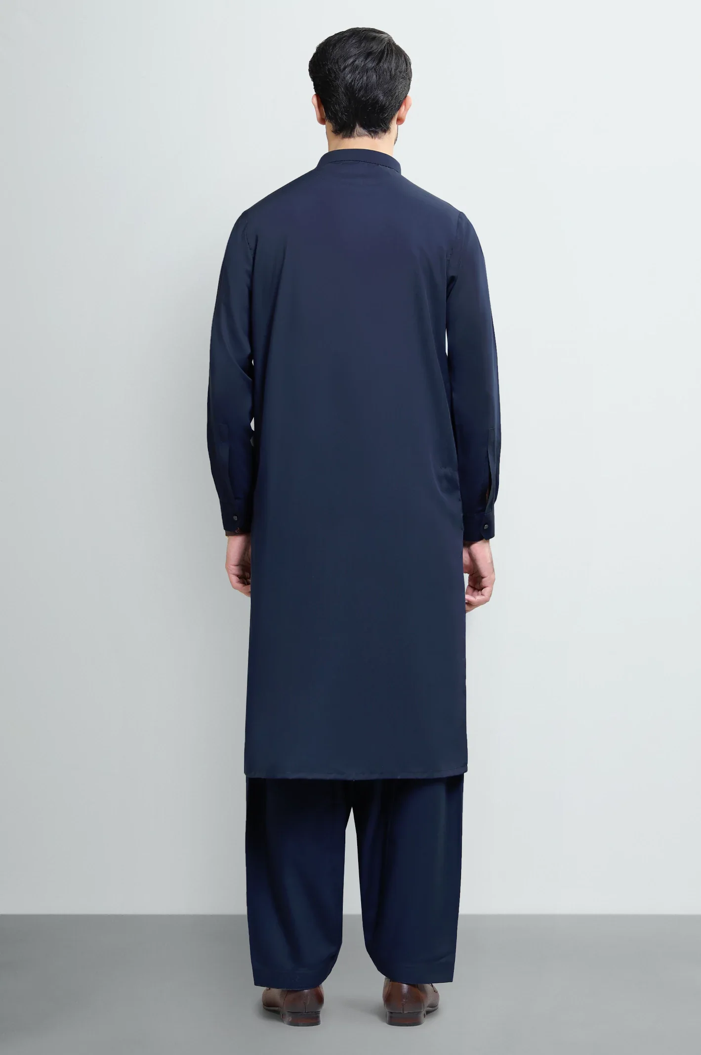 Navy Blue Wash & Wear Shalwar Kameez - Image 4