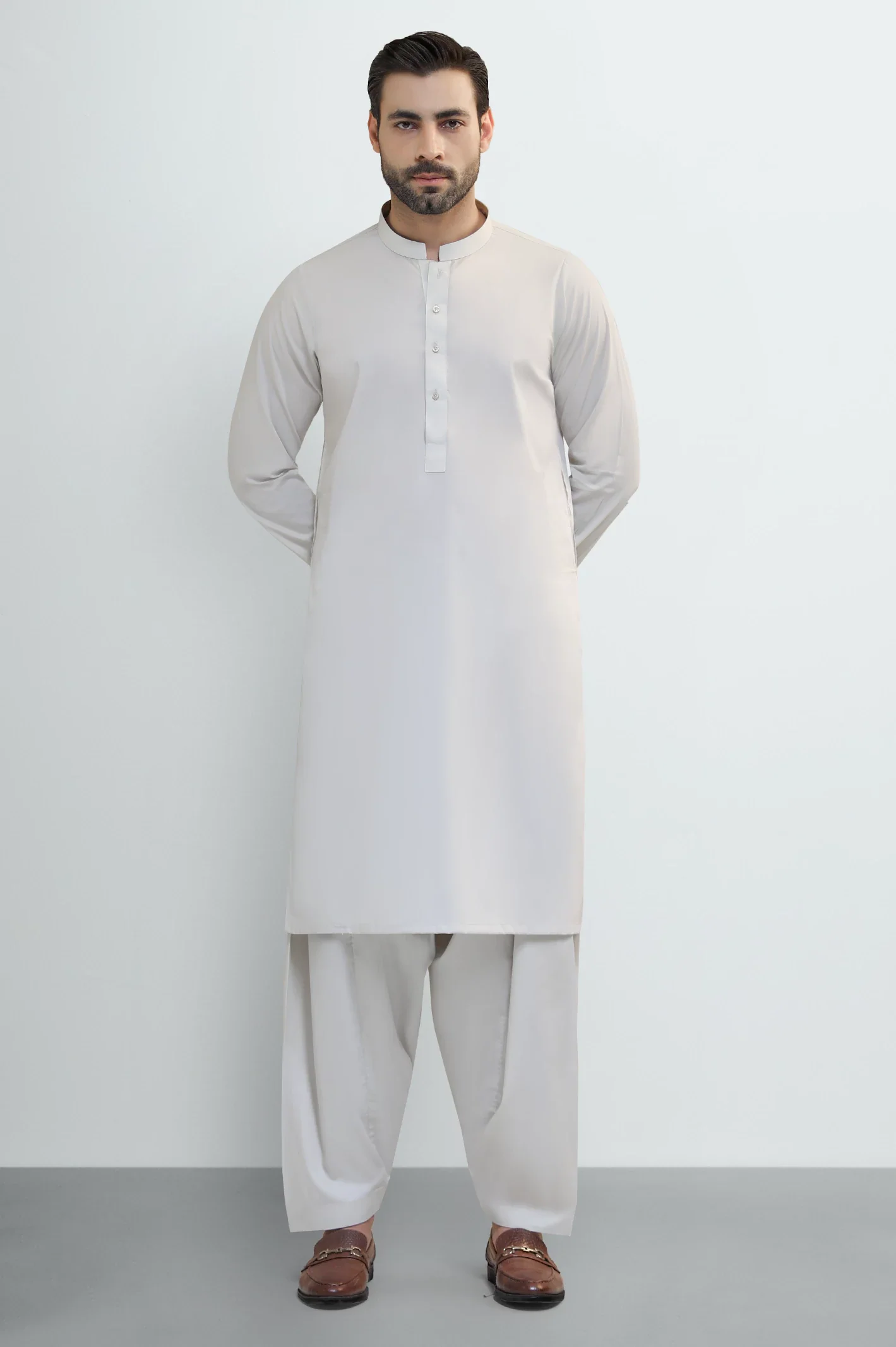 Beige Wash & Wear Shalwar Kameez - Image 2