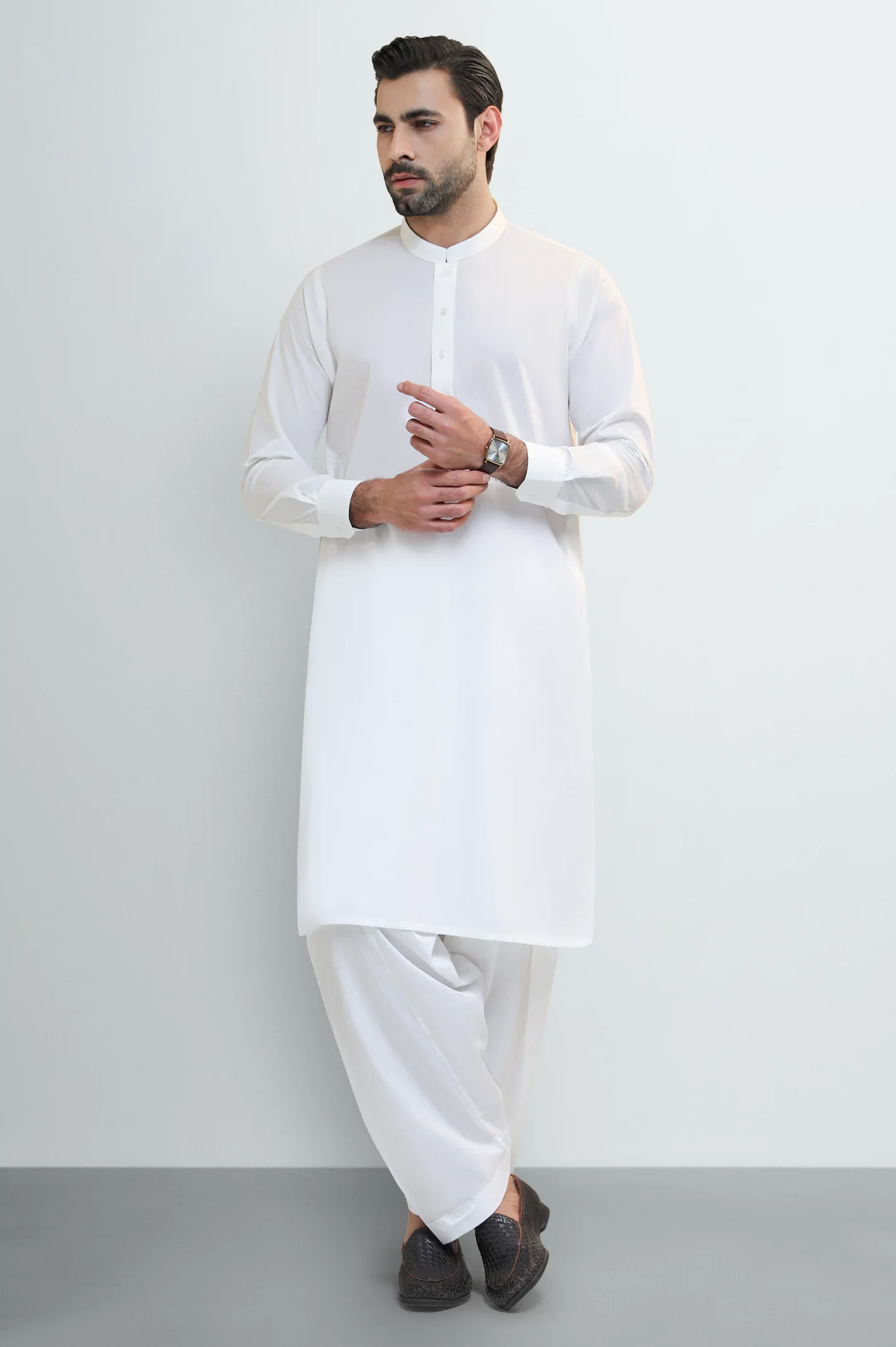 Cream Wash & Wear Shalwar Kameez - Image 2
