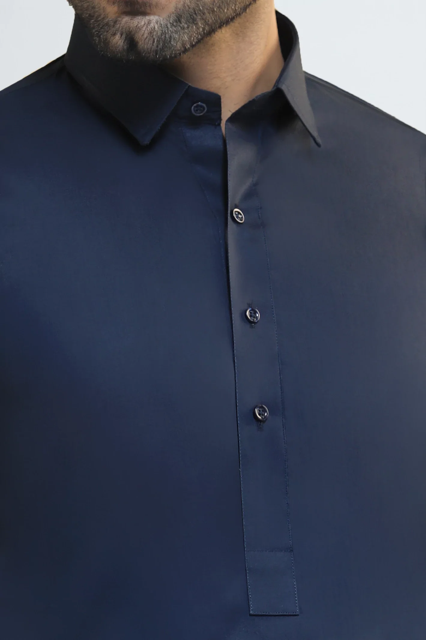 Navy Blue Cotton Shalwar Kameez - Image 3