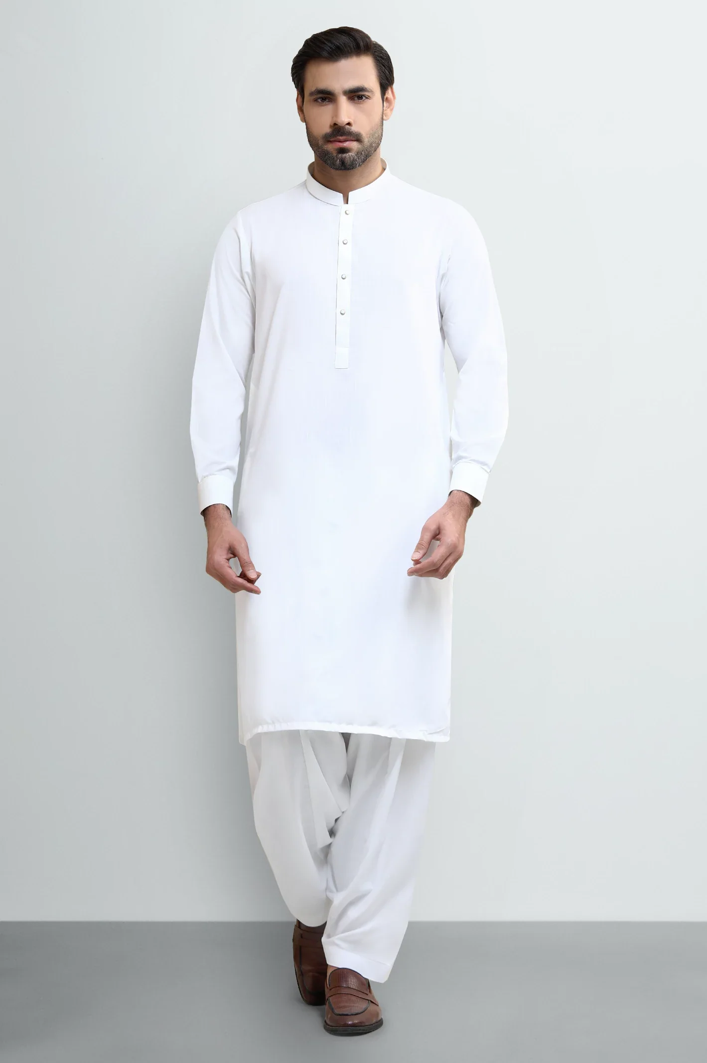 Off White Wash & Wear Shalwar Kameez - Image 2