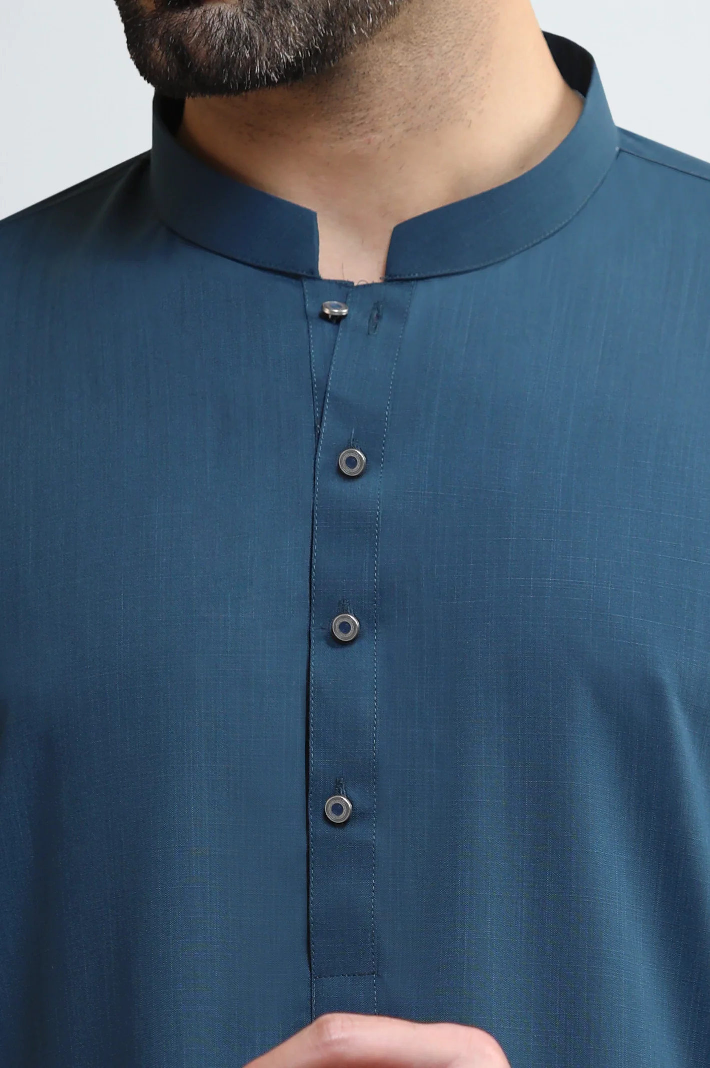 Teal Blue Wash & Wear Shalwar Kameez - Image 3