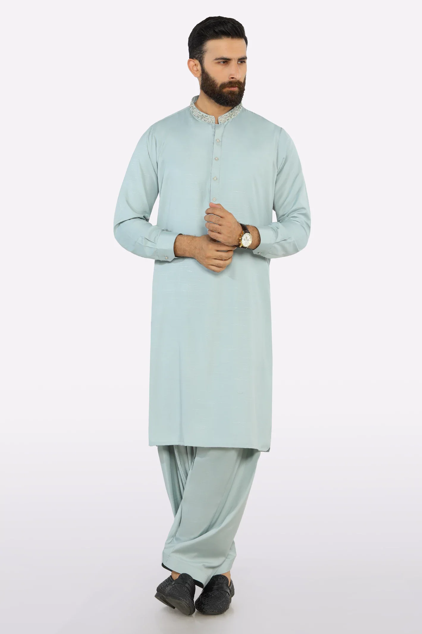 Light Green Wash & Wear Shalwar Kameez - Image 2
