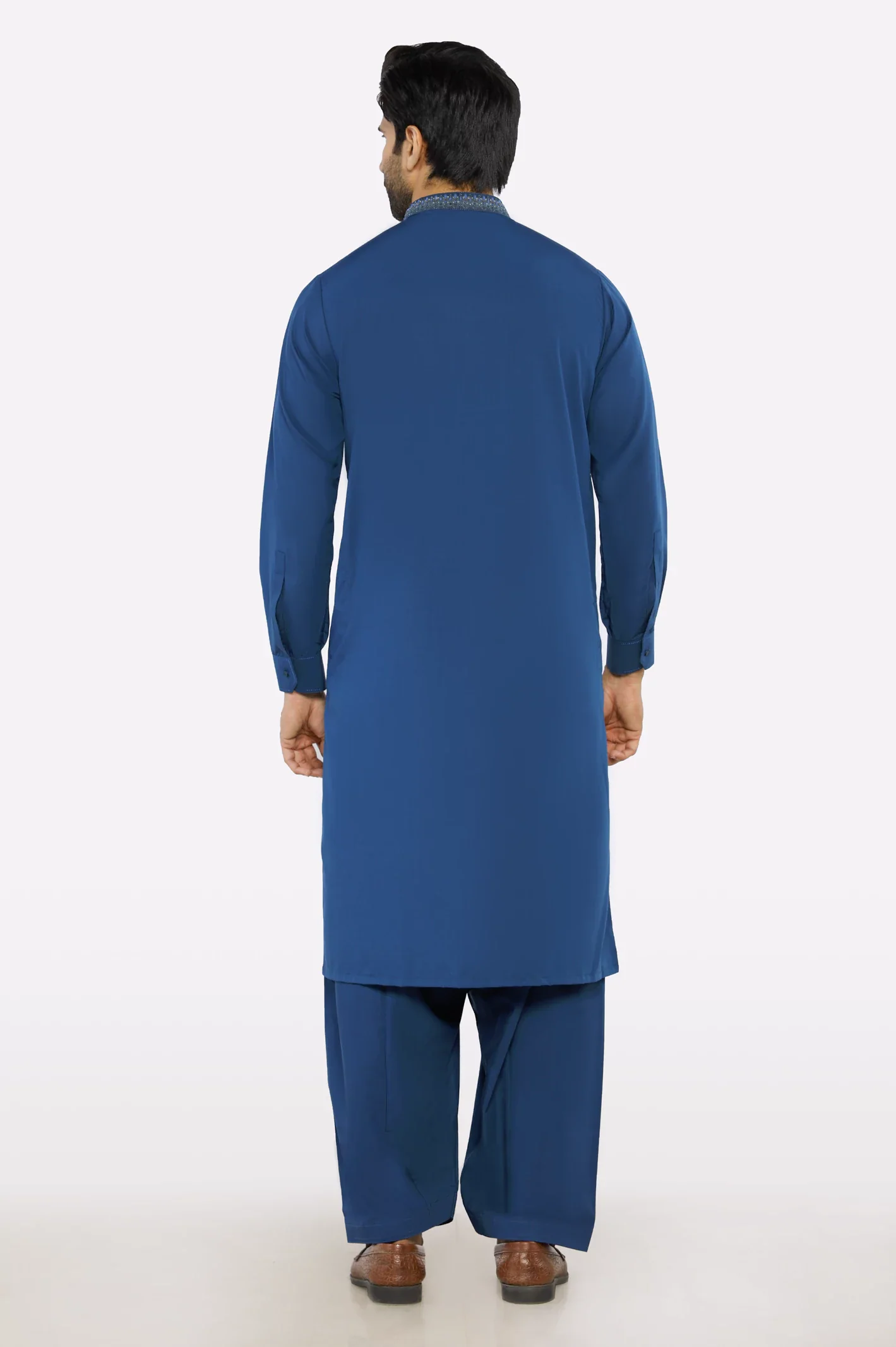 Dark Blue Wash & Wear Shalwar Kameez - Image 3