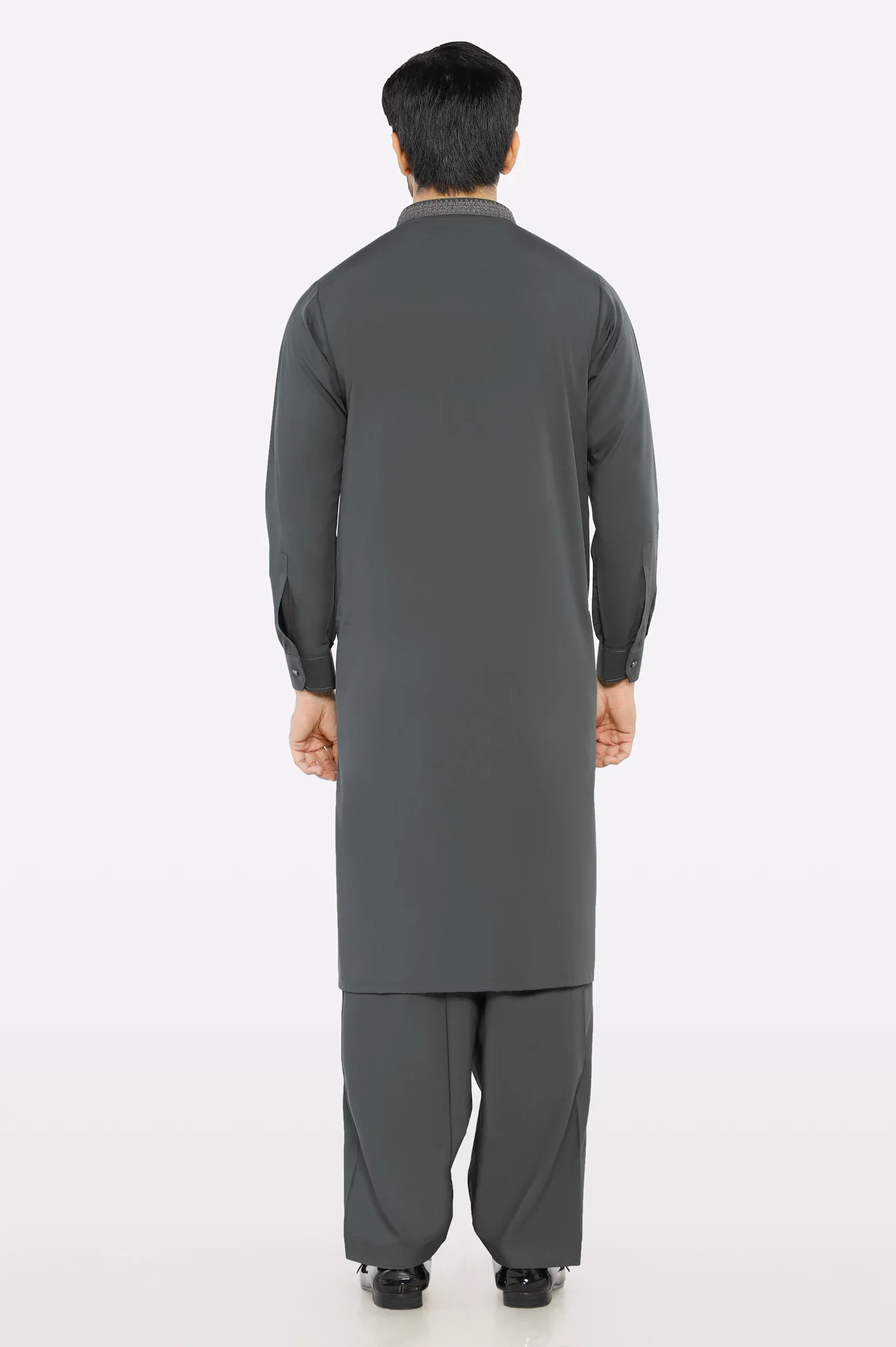 Dark Grey Wash & Wear Shalwar Kameez - Image 3