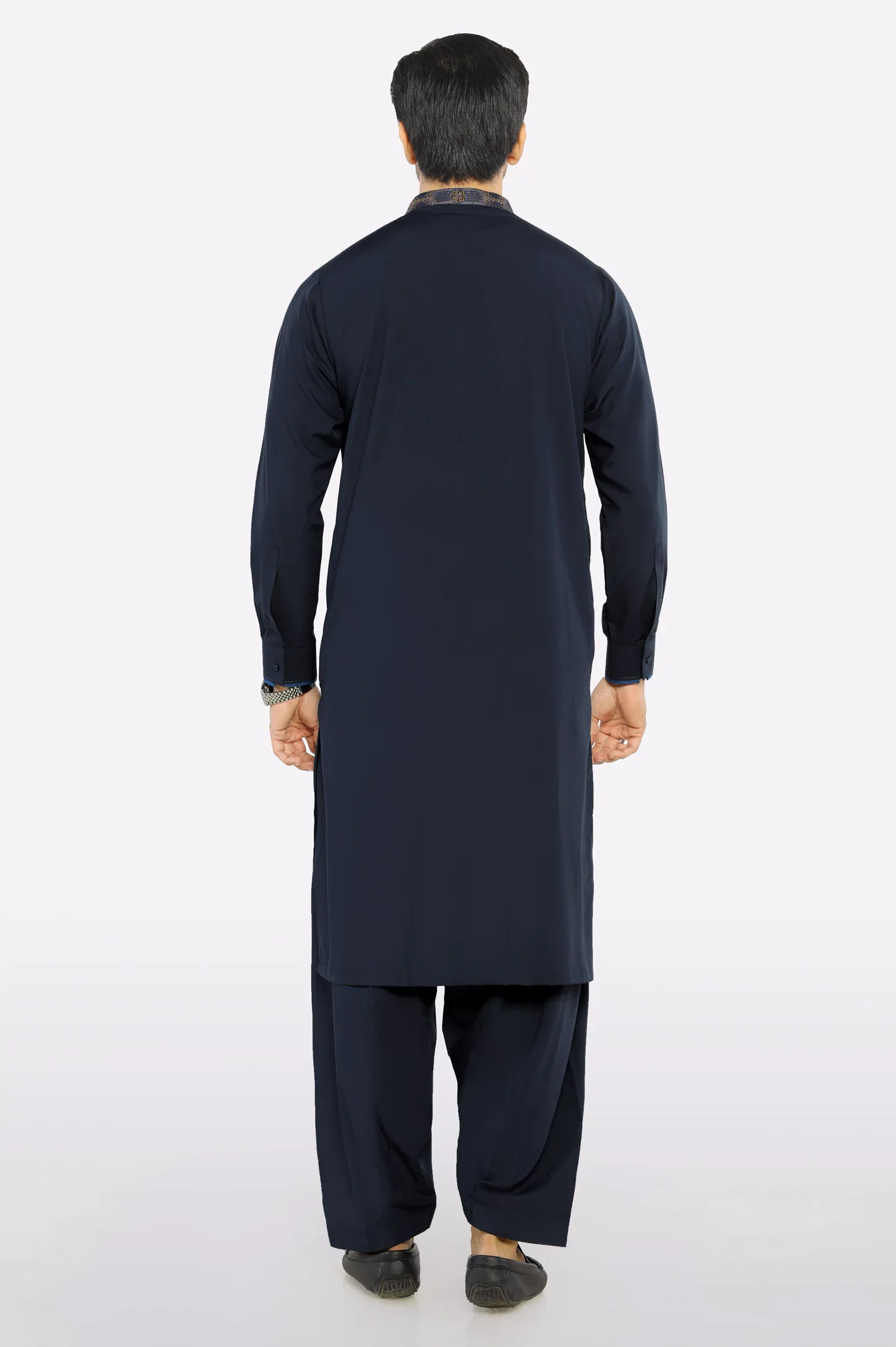 Navy Blue Wash & Wear Shalwar Kameez - Image 4