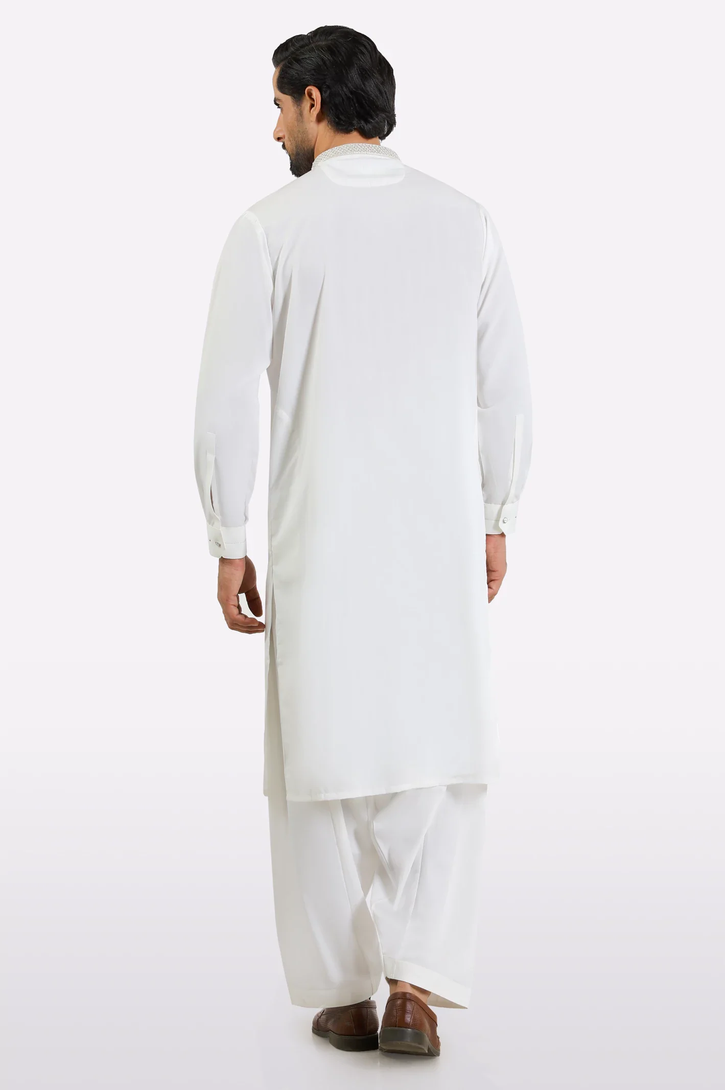 Off White Wash & Wear Shalwar Kameez - Image 4