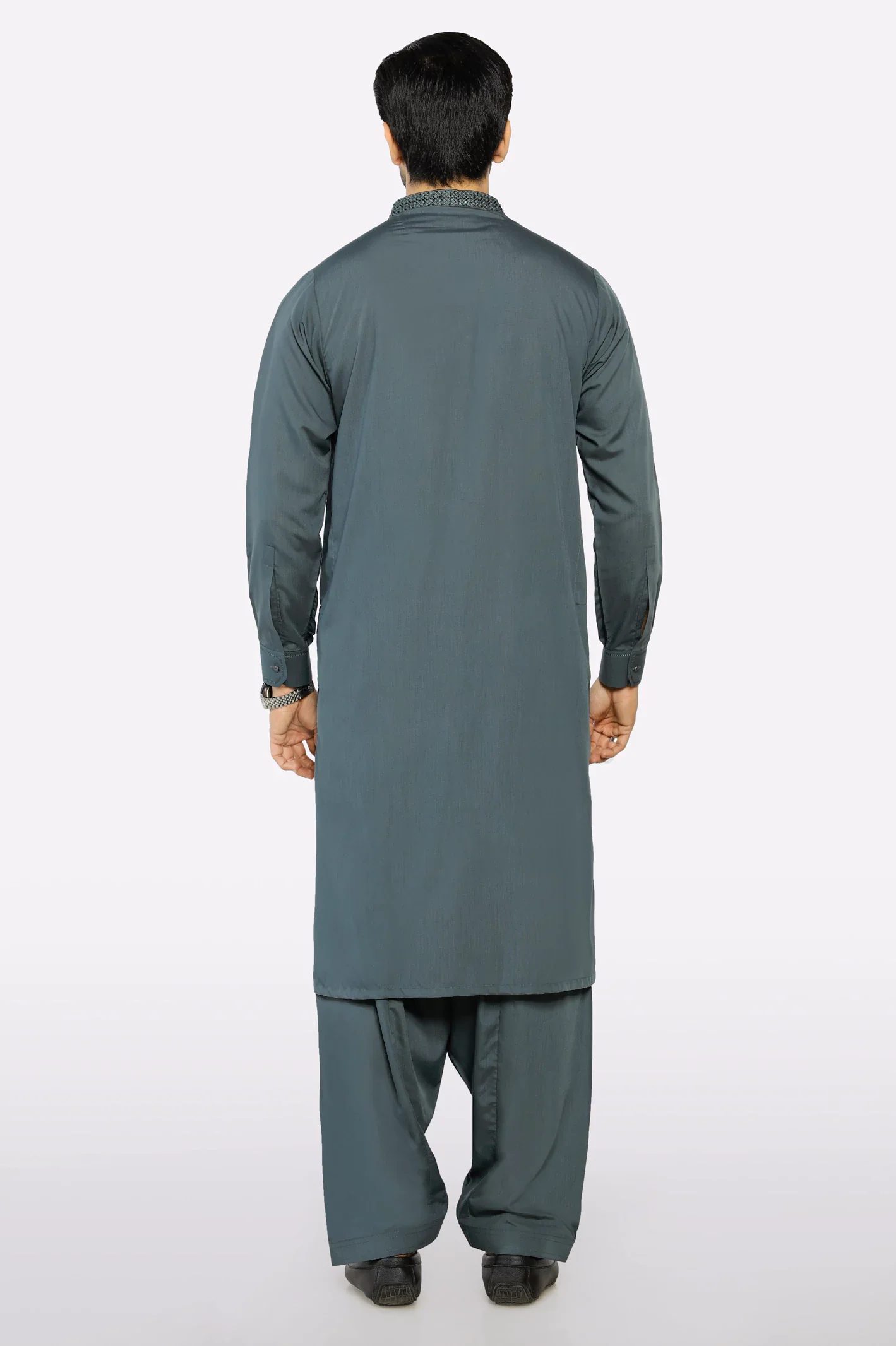 Dark Grey Wash & Wear Shalwar Kameez - Image 4
