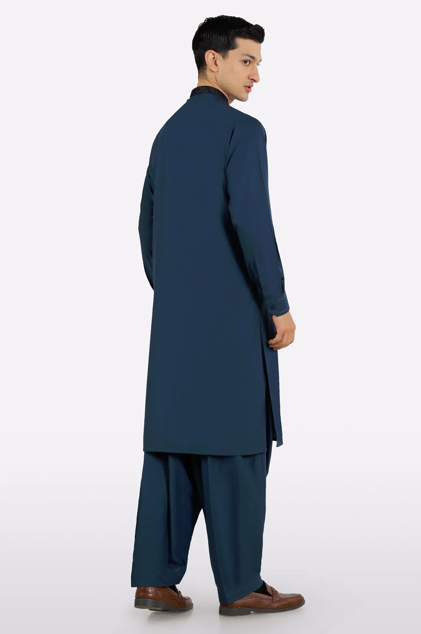 Dark Blue Wash & Wear Shalwar Kameez - Image 4