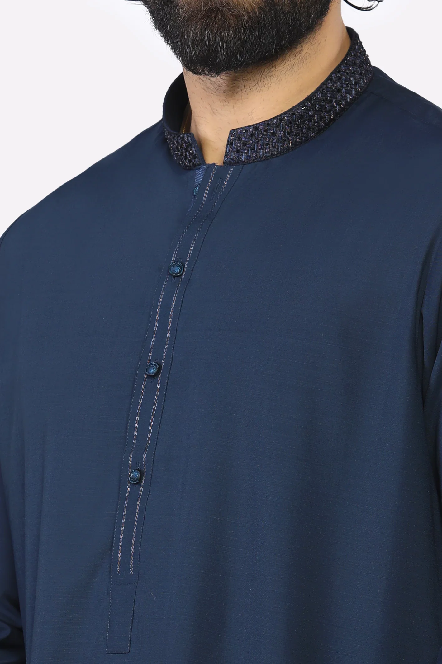 Navy Blue Wash & Wear Shalwar Kameez - Image 3