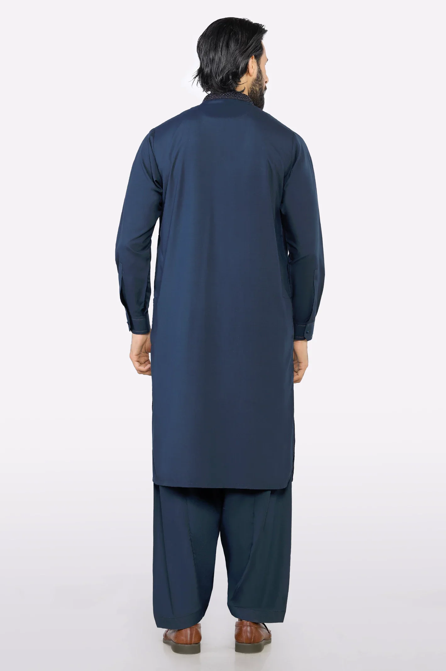 Navy Blue Wash & Wear Shalwar Kameez - Image 4