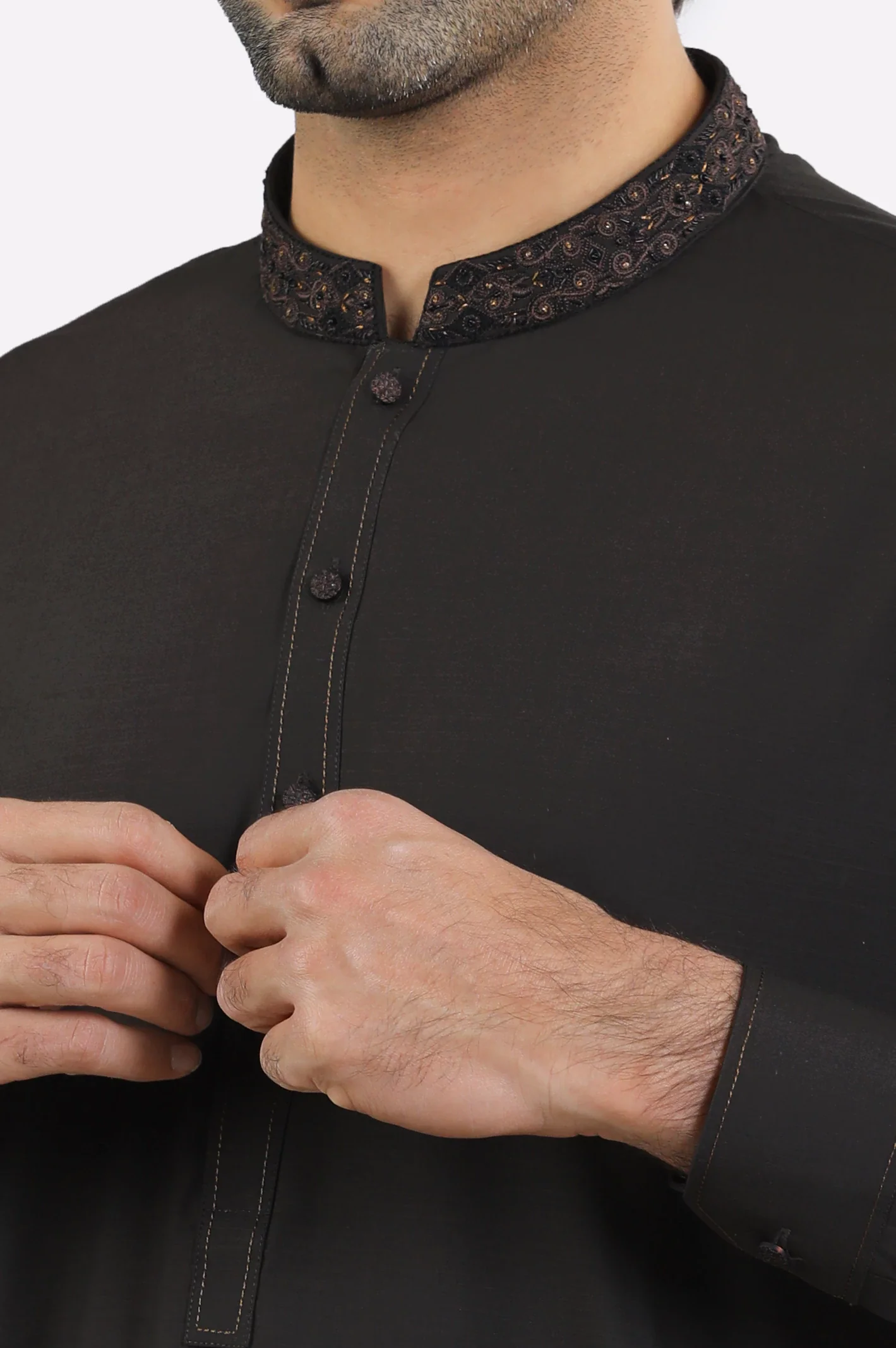 Dark Brown Wash & Wear Shalwar Kameez - Image 3
