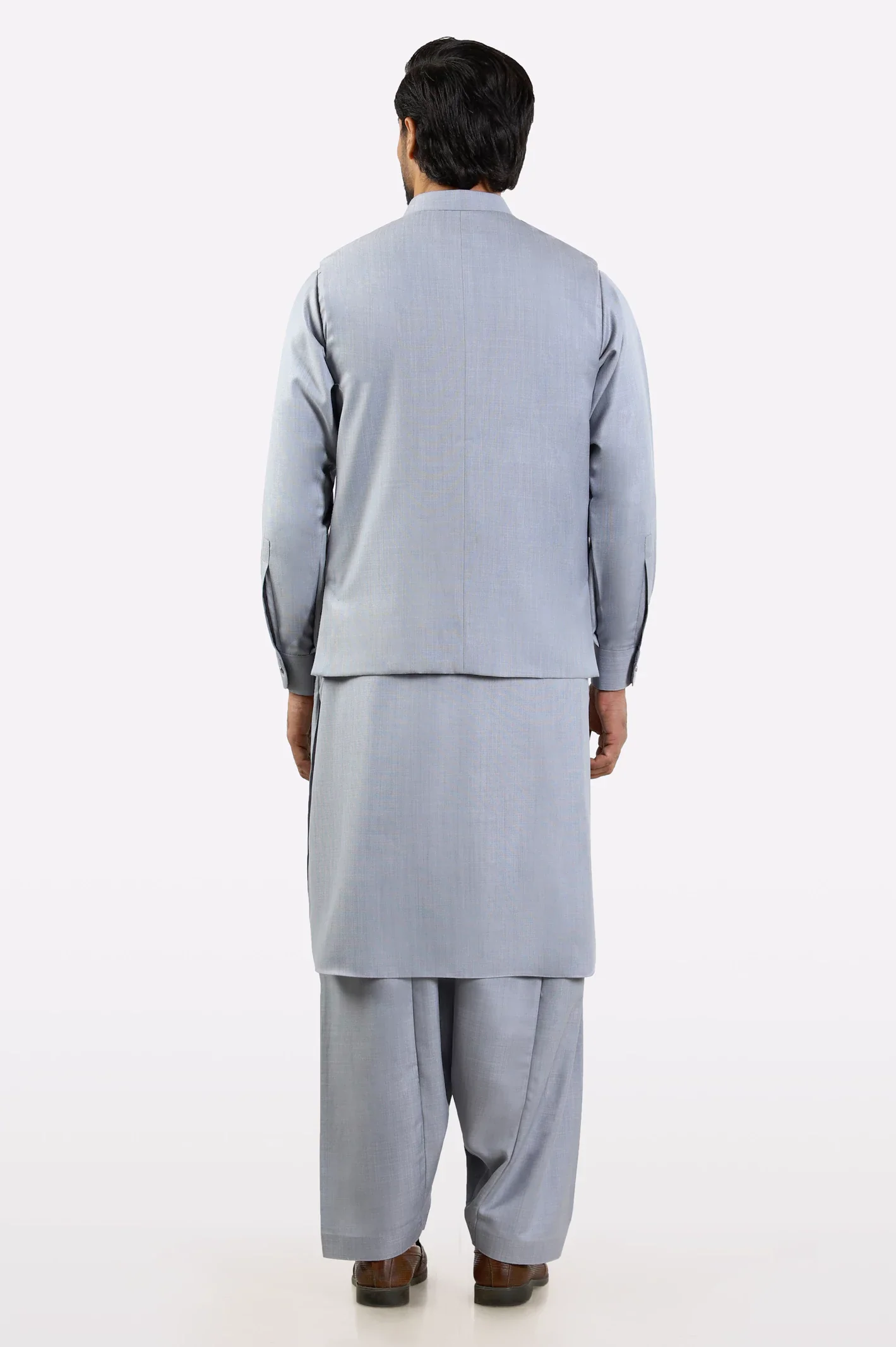 Grey Shalwar Kameez with Waistcoat - Image 3