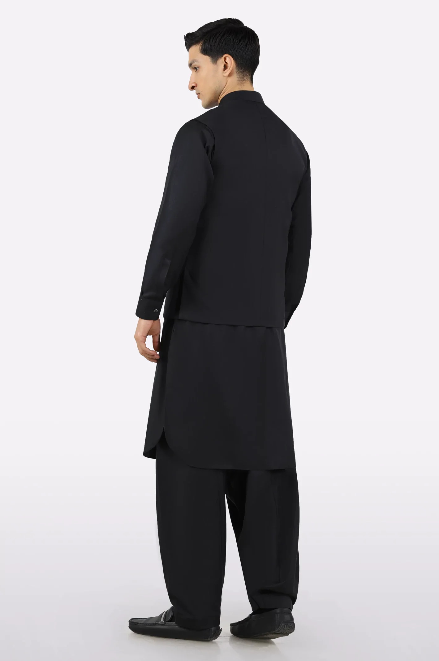Black Shalwar Kameez with Waistcoat - Image 3