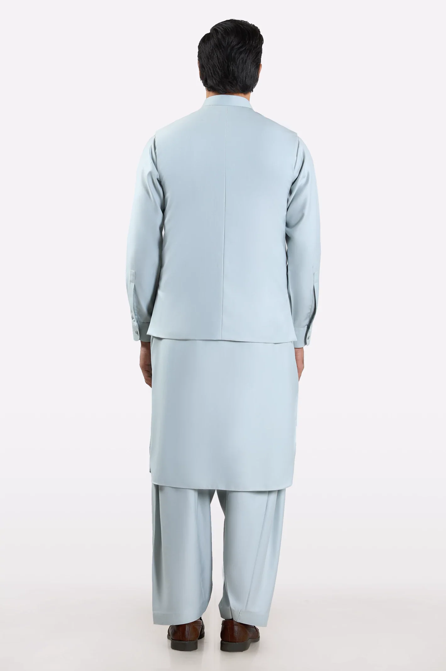 Light Grey Shalwar Kameez with Waistcoat - Image 3