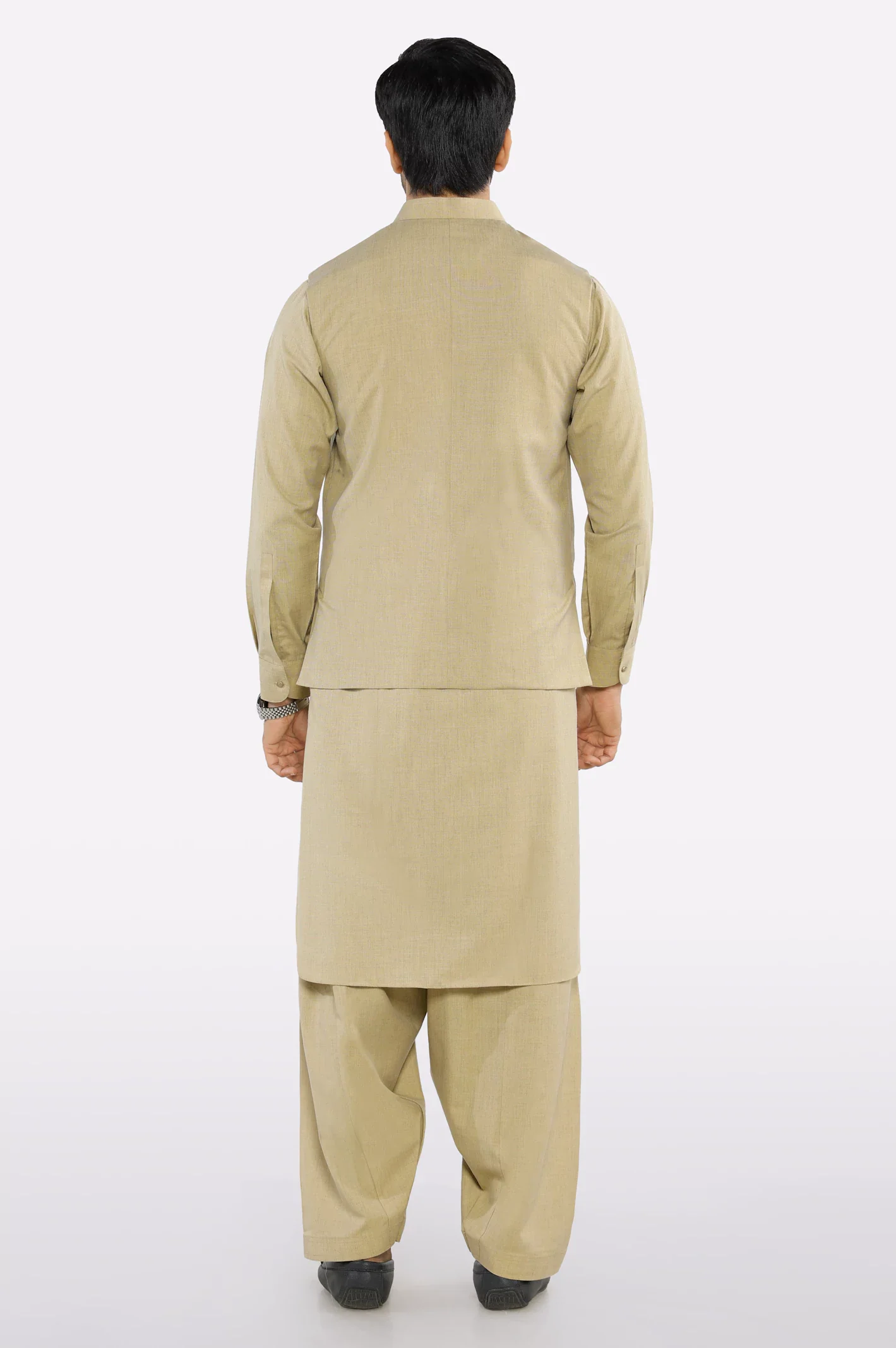 Green Shalwar Kameez with Waistcoat - Image 4