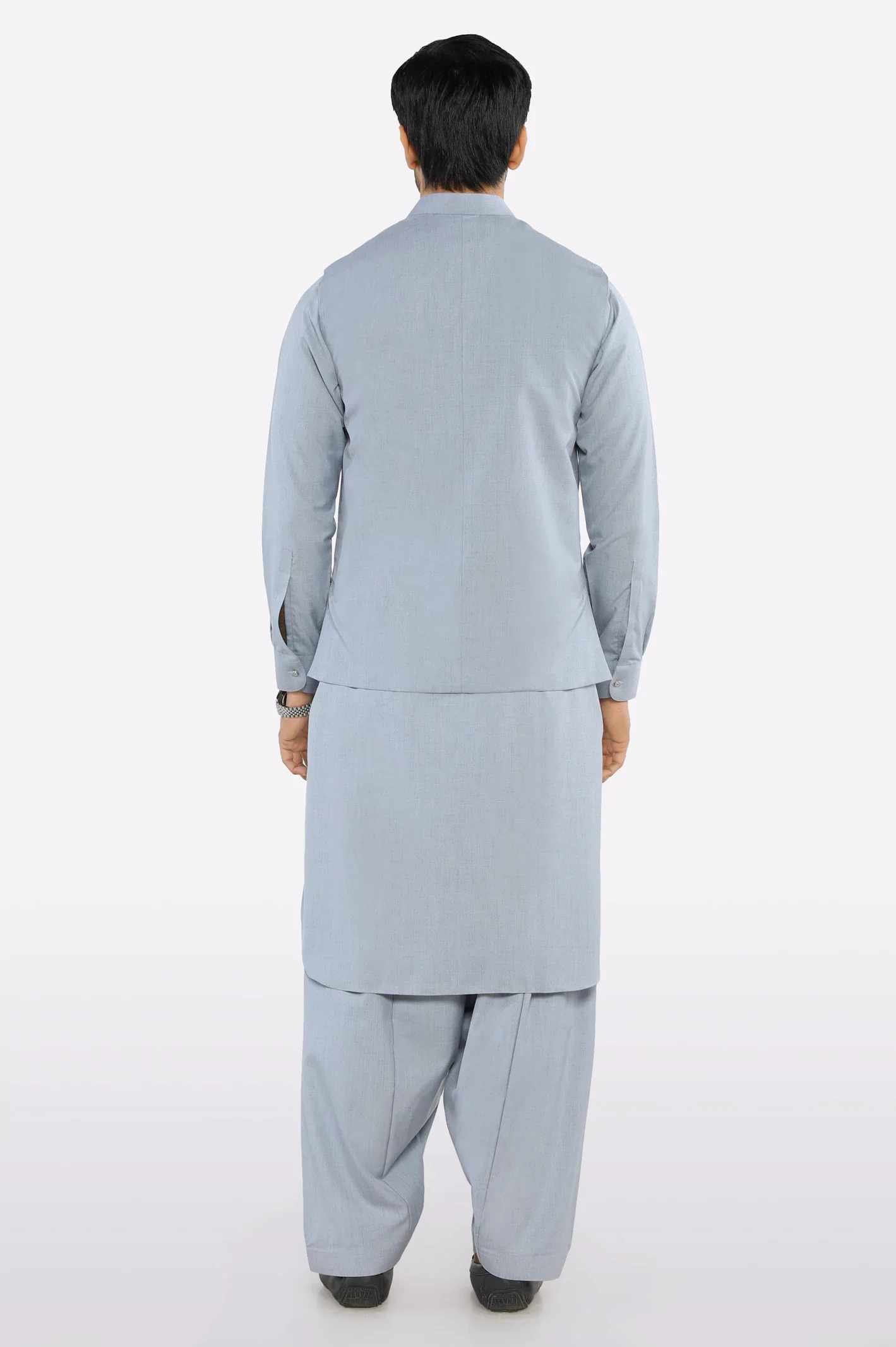 Grey Shalwar Kameez with Waistcoat - Image 4