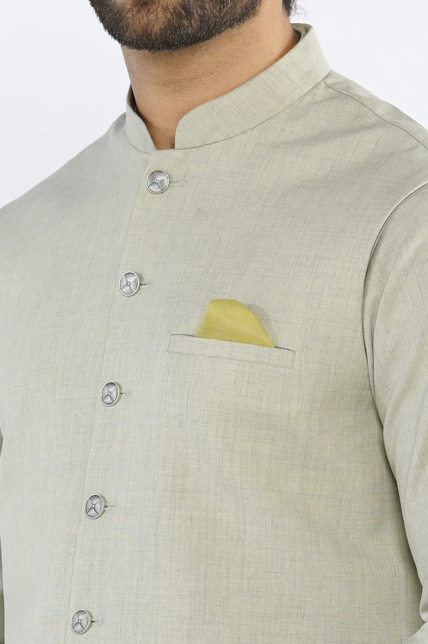 Light Green Shalwar Kameez with Waistcoat - Image 3