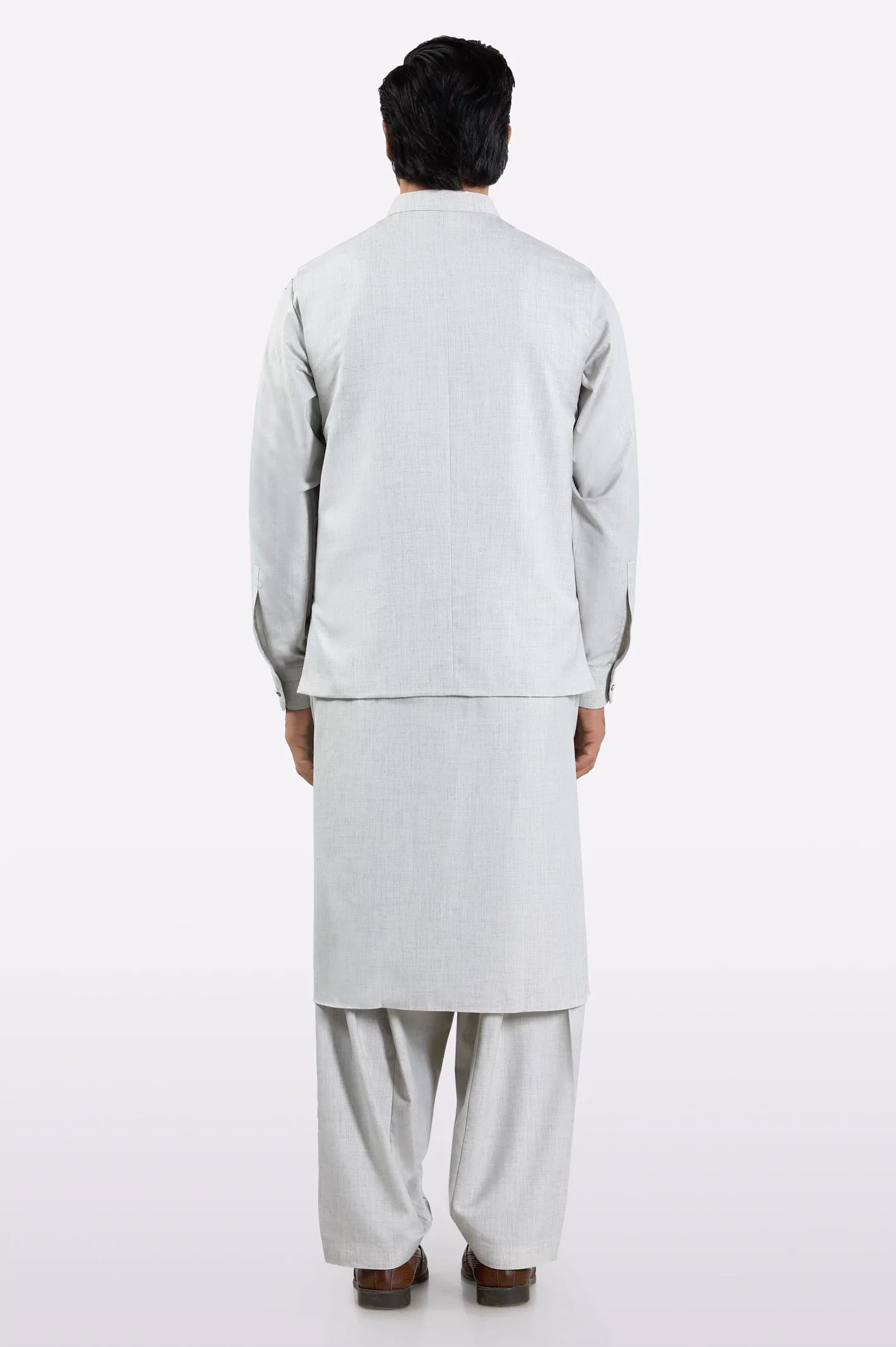 Light Grey Shalwar Kameez with Waistcoat - Image 3