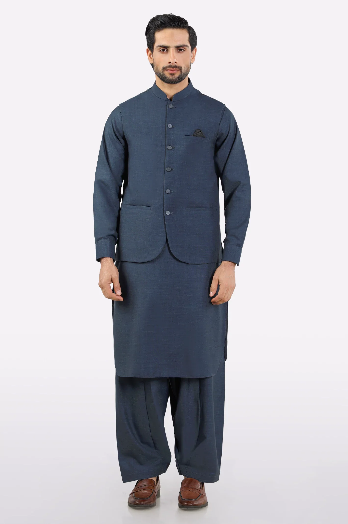 Grey Shalwar Kameez with Waistcoat