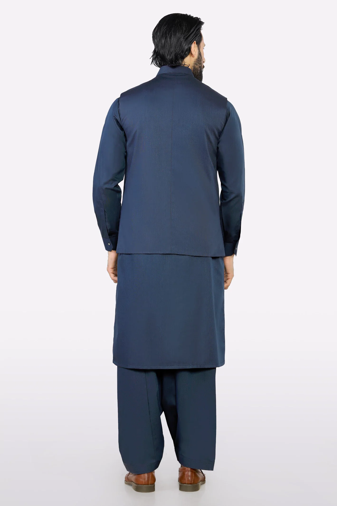 Navy Blue Shalwar Kameez with Waistcoat - Image 4