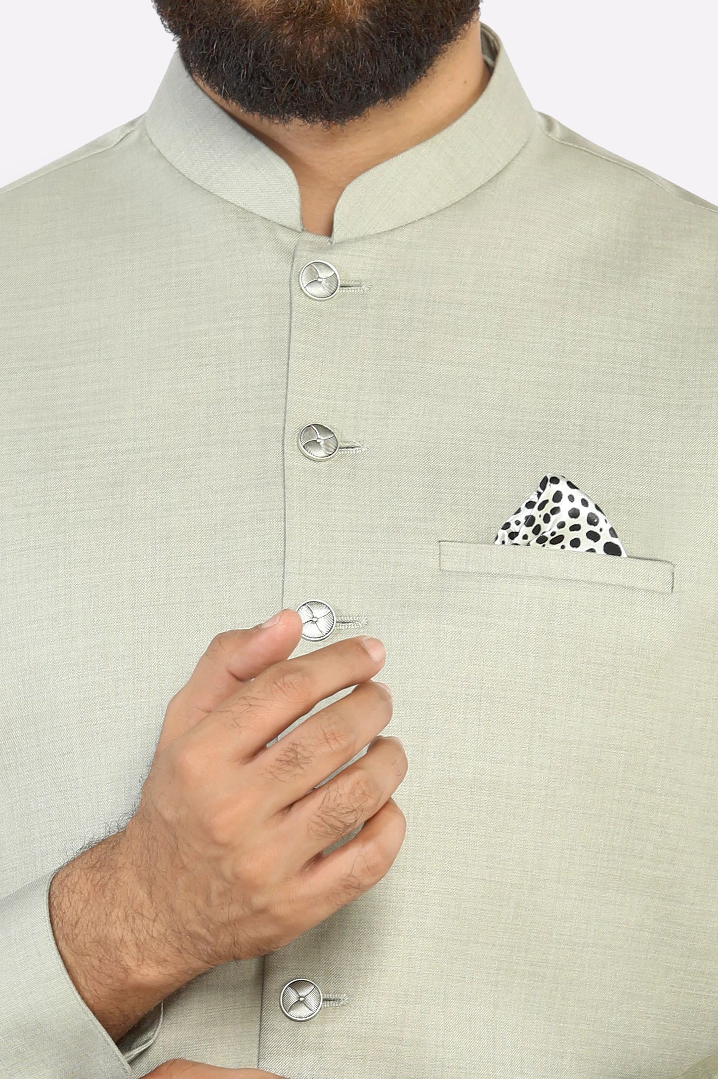 Green Shalwar Kameez with Waistcoat - Image 3