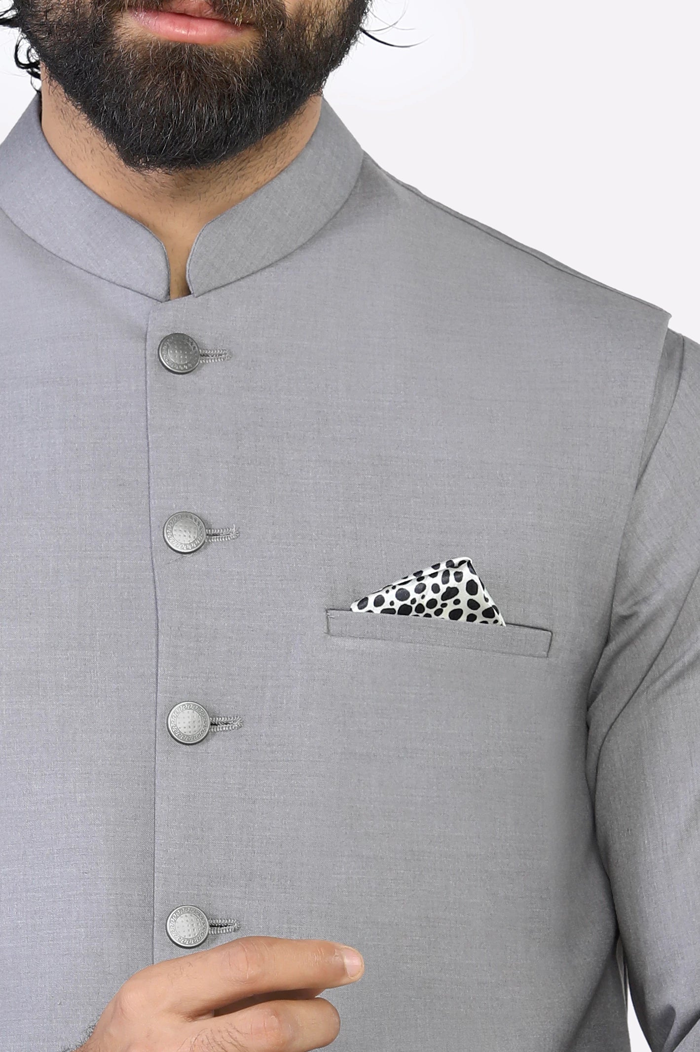 Light Grey Shalwar Kameez with Waistcoat - Image 3