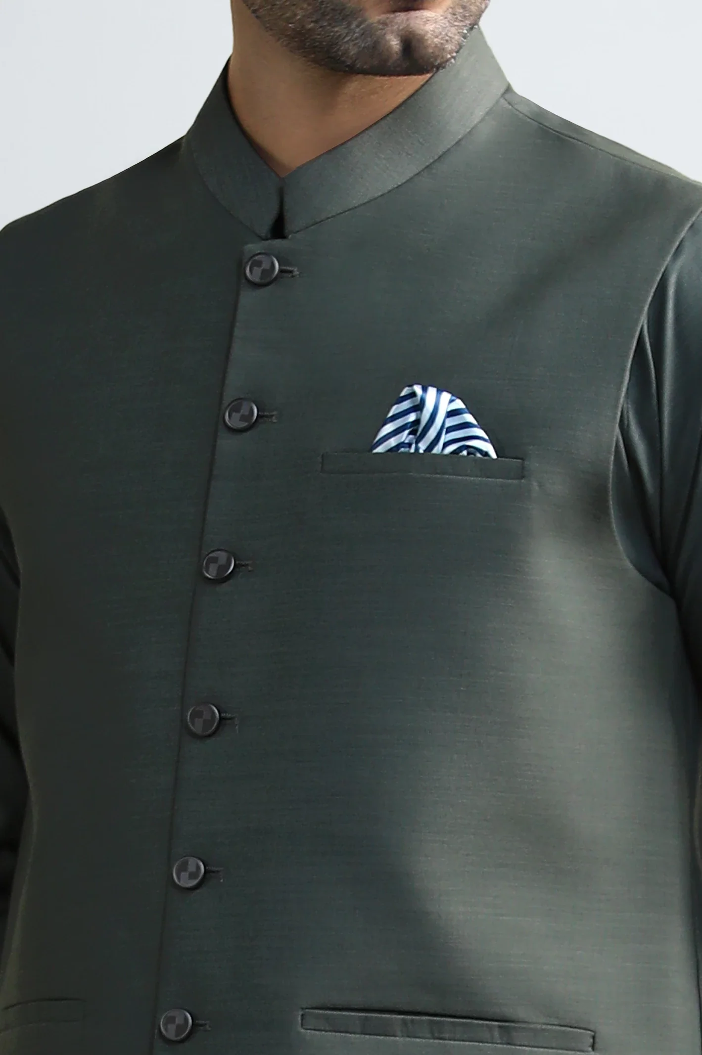 Dark Grey Shalwar Kameez with Waistcoat - Image 3