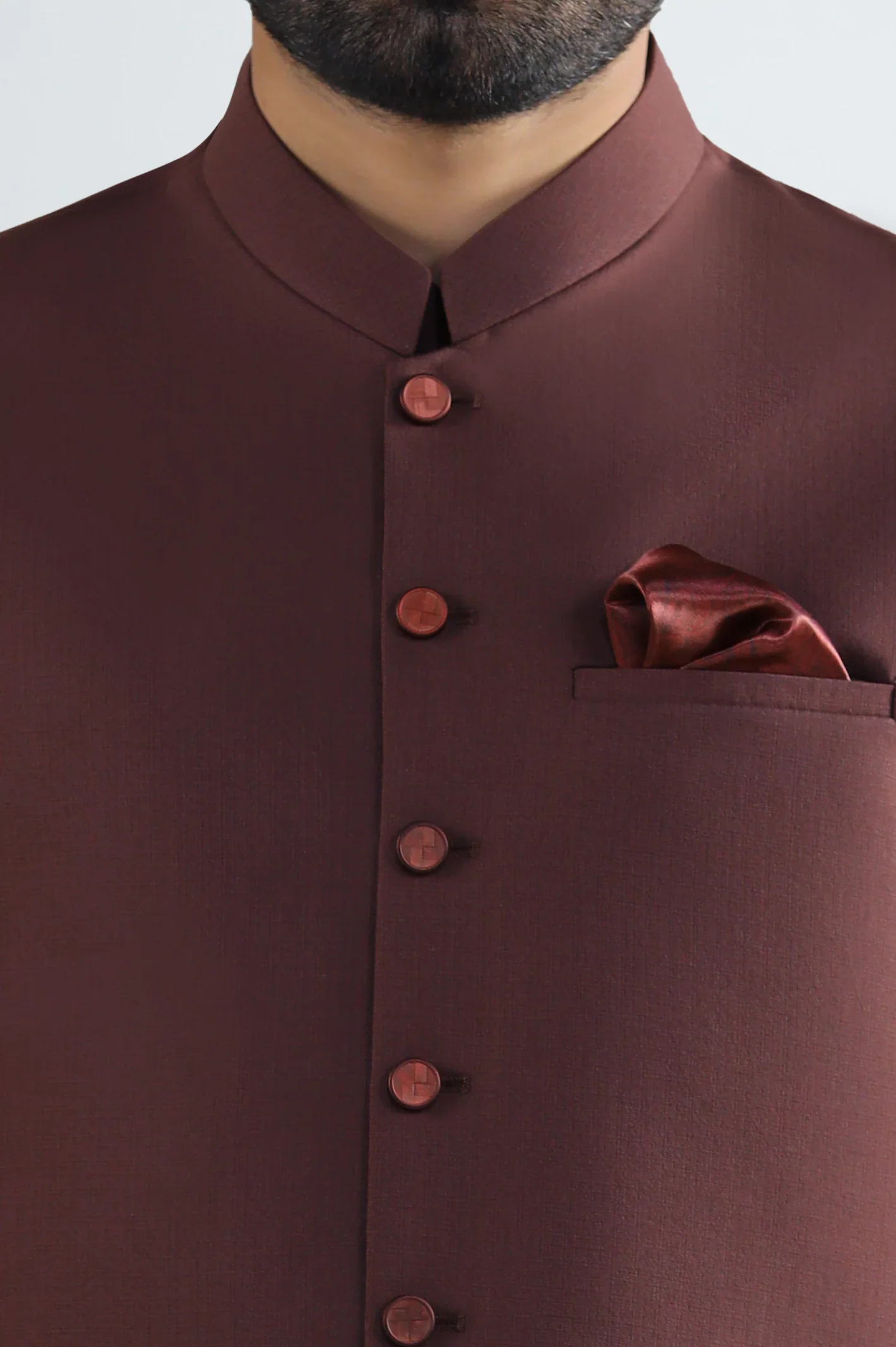Dark Maroon Shalwar Kameez with Waistcoat - Image 2