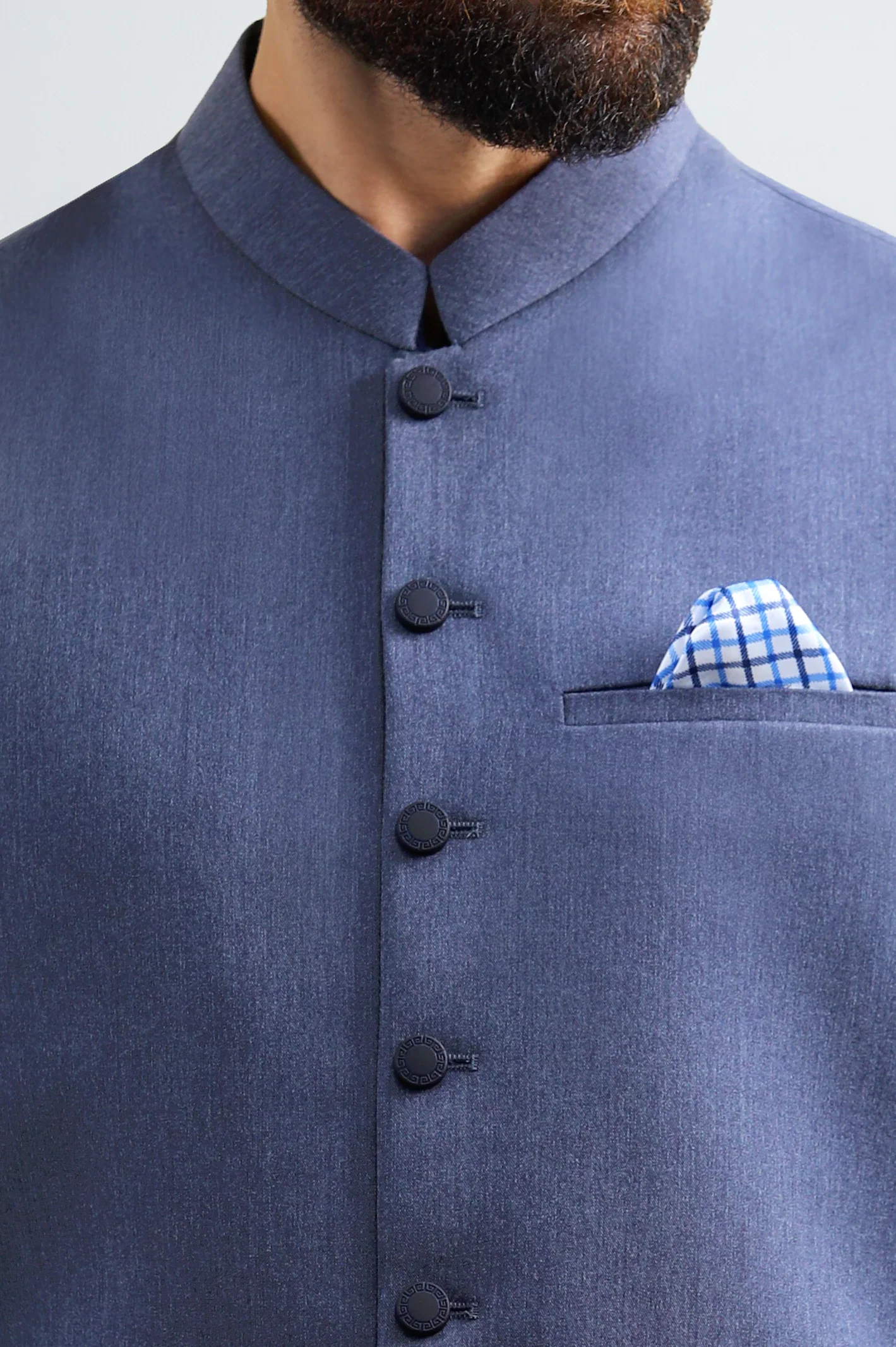 Dark Blue Shalwar Kameez with Waistcoat - Image 3