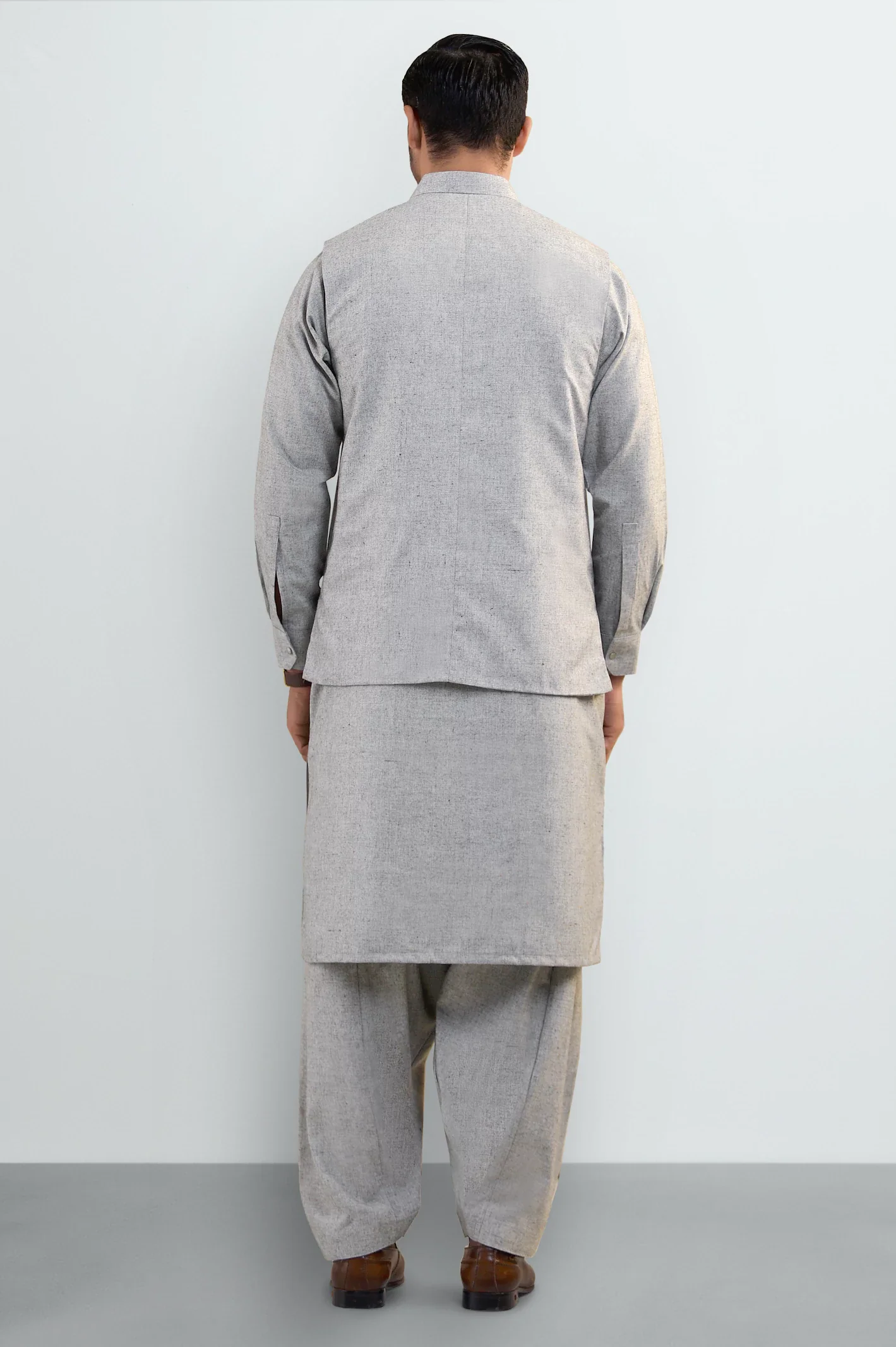 Light Green Shalwar Kameez with Waistcoat - Image 3