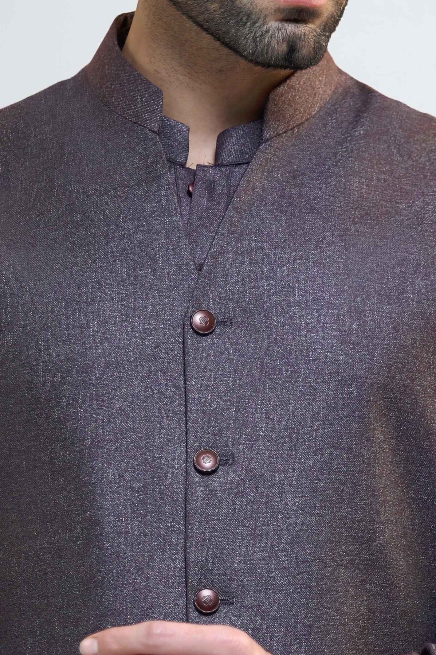 Purple Shalwar Kameez with Waistcoat - Image 3