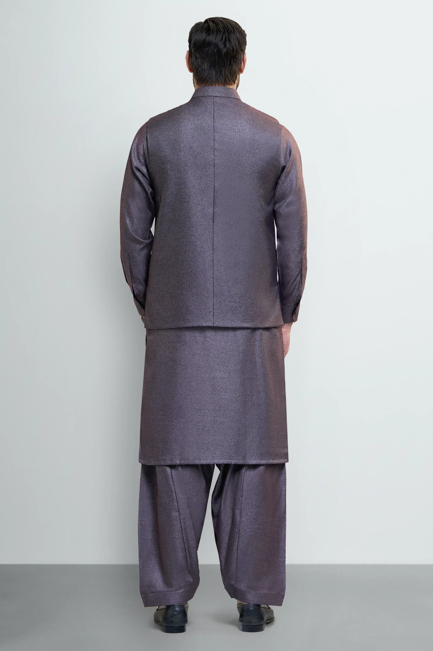 Purple Shalwar Kameez with Waistcoat - Image 4