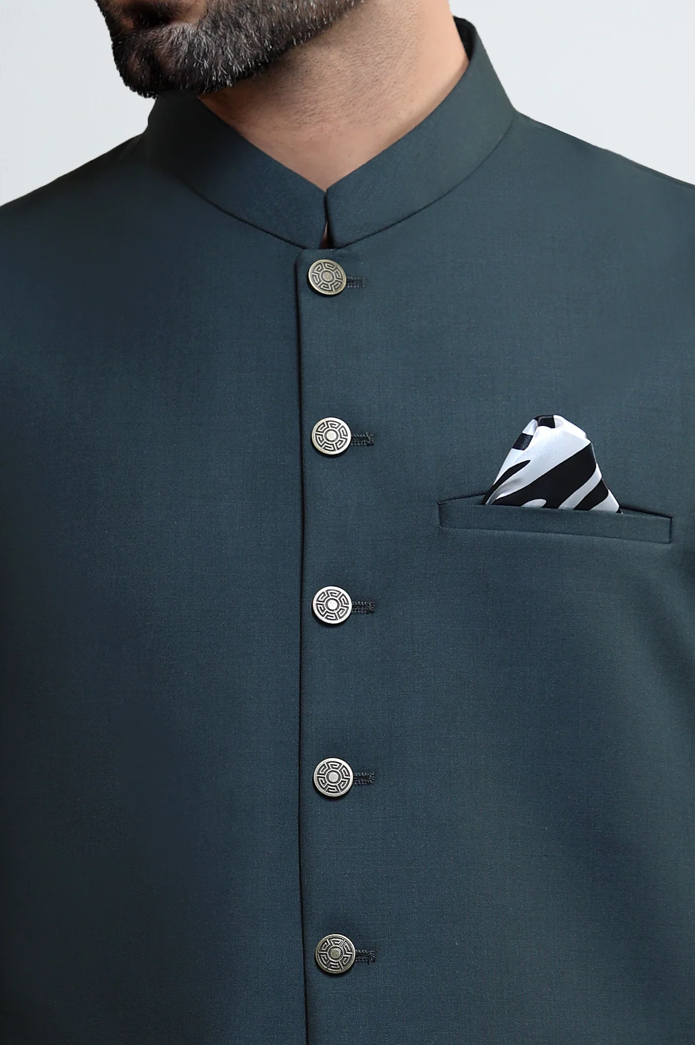 Dark Green Shalwar Kameez with Waistcoat - Image 3