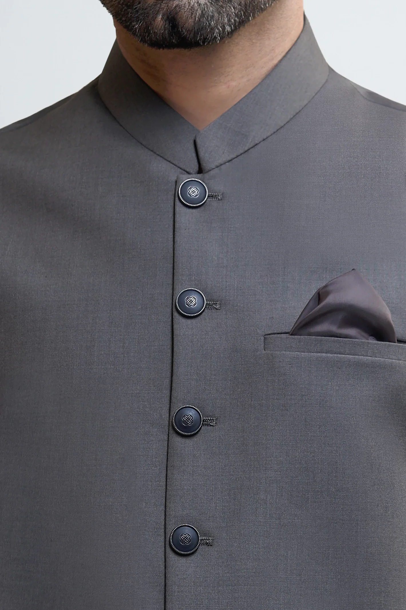 Dark Grey Shalwar Kameez with Waistcoat - Image 3