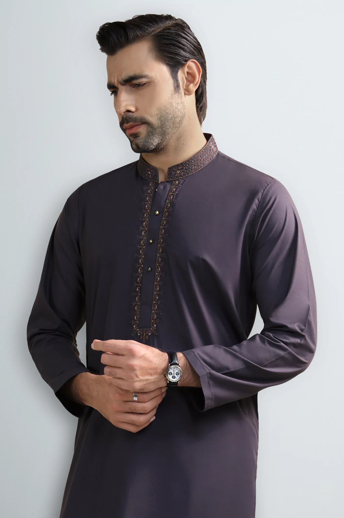 Coffee Brown Wash & Wear Kurta Pajama
