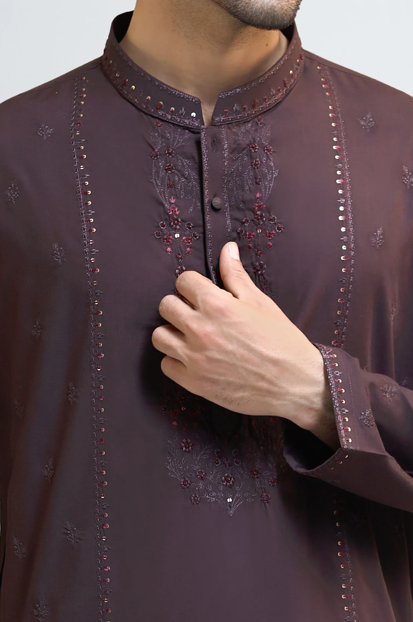 Bargundy Wash & Wear Kurta Pajama - Image 3