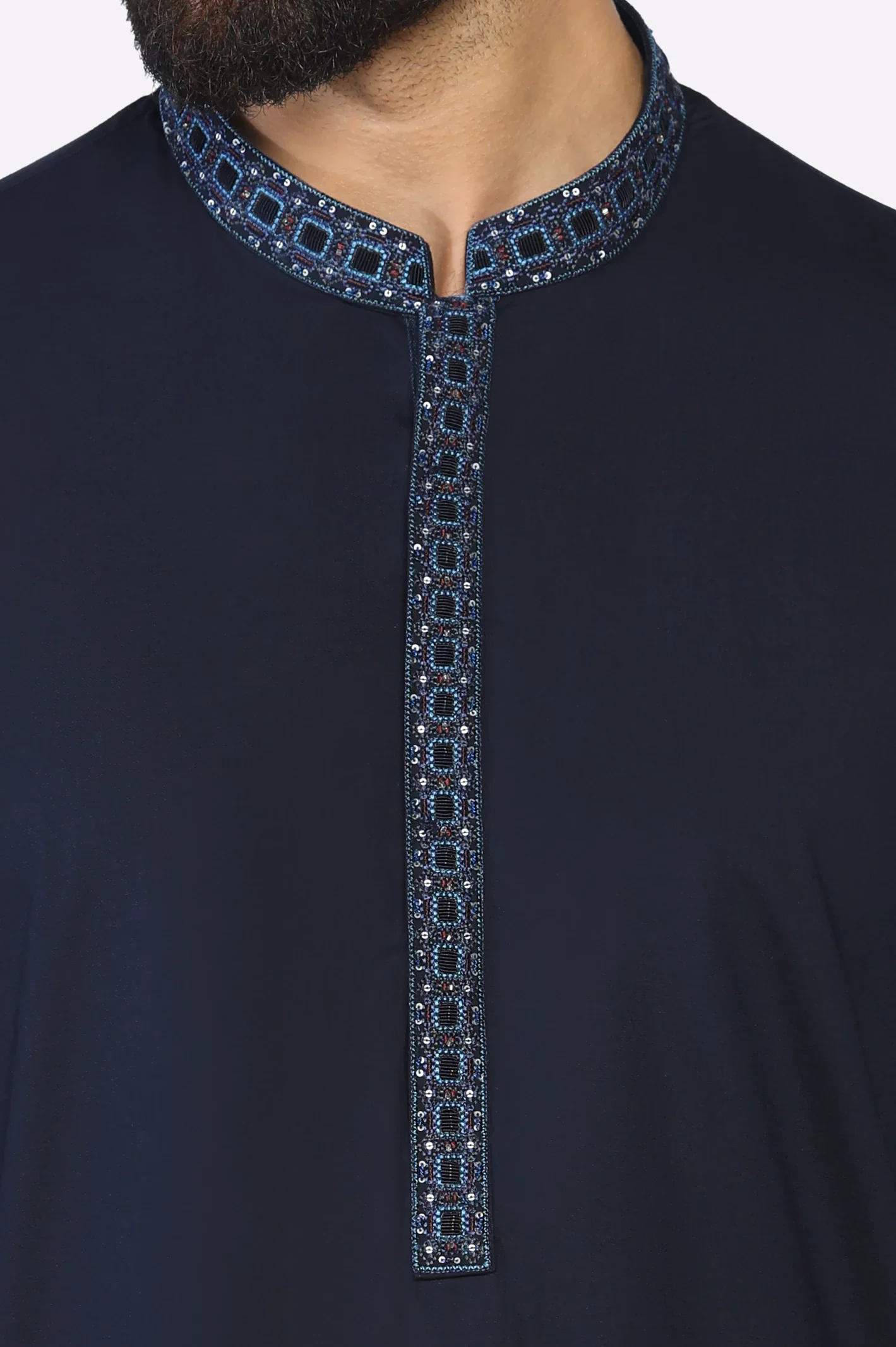 Navy Blue Wash & Wear Shalwar Kameez - Image 3