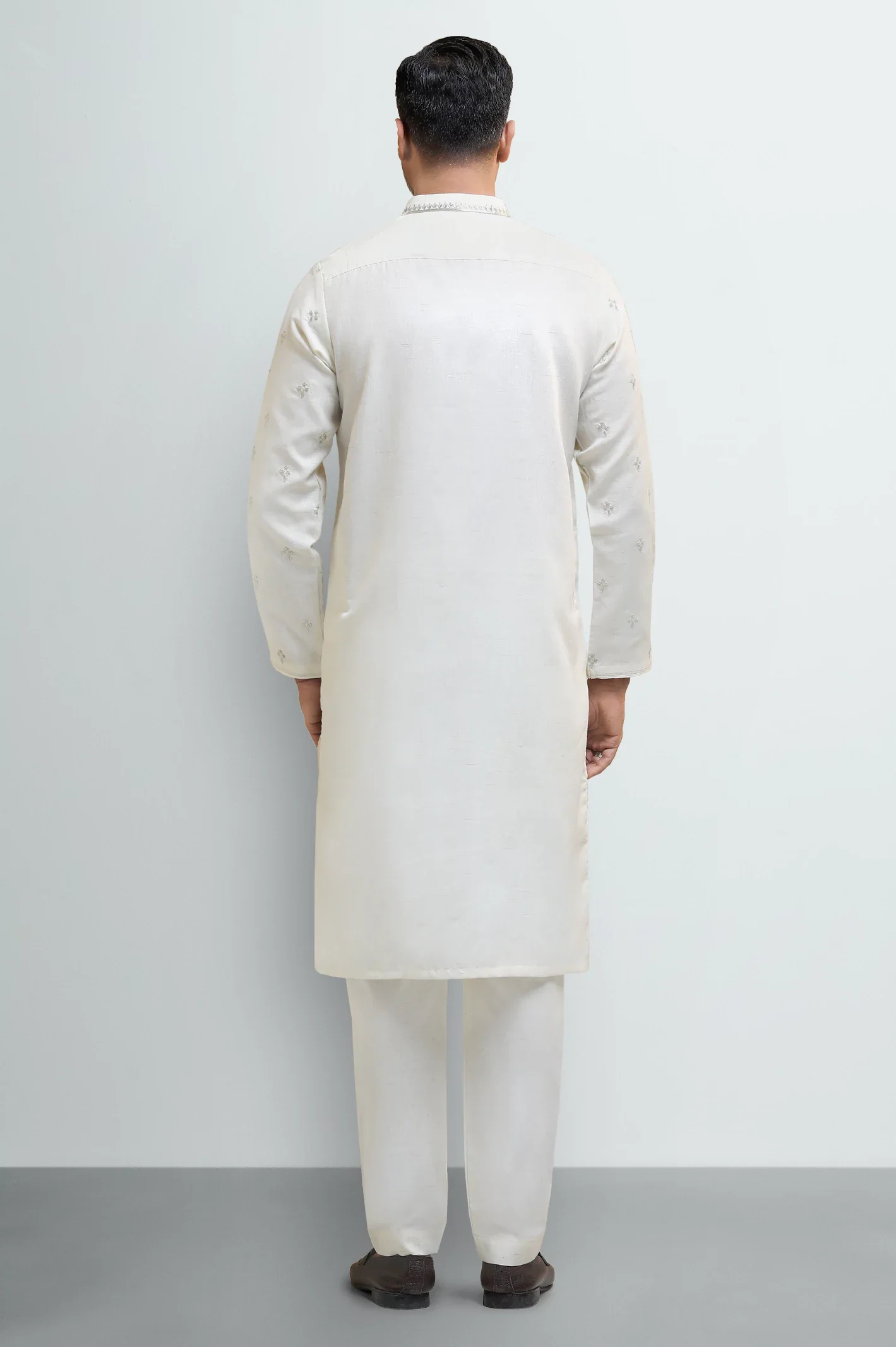 Cream Wash & Wear Kurta Pajama - Image 4