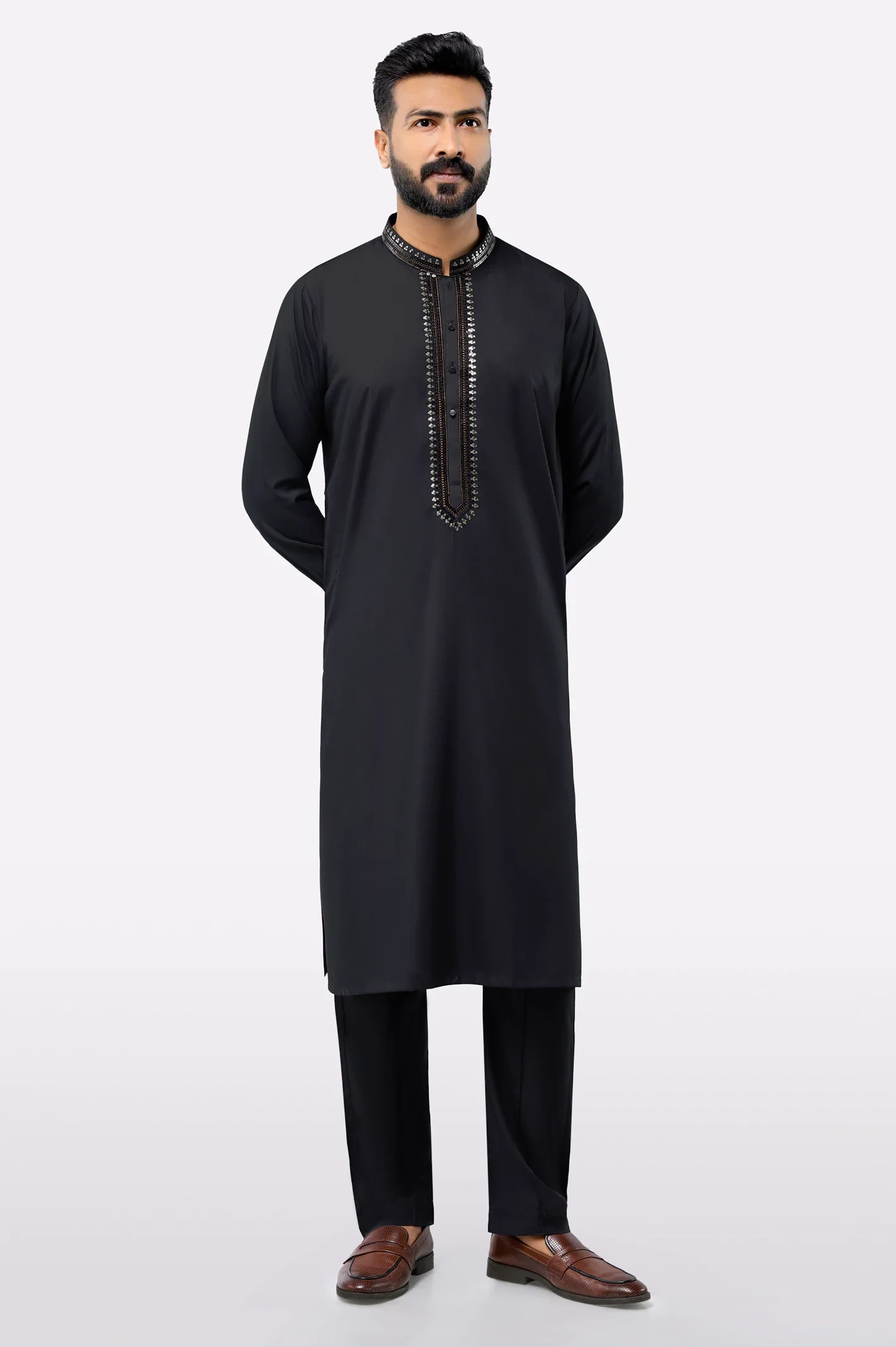 Black Wash & Wear Shalwar Kameez - Image 2