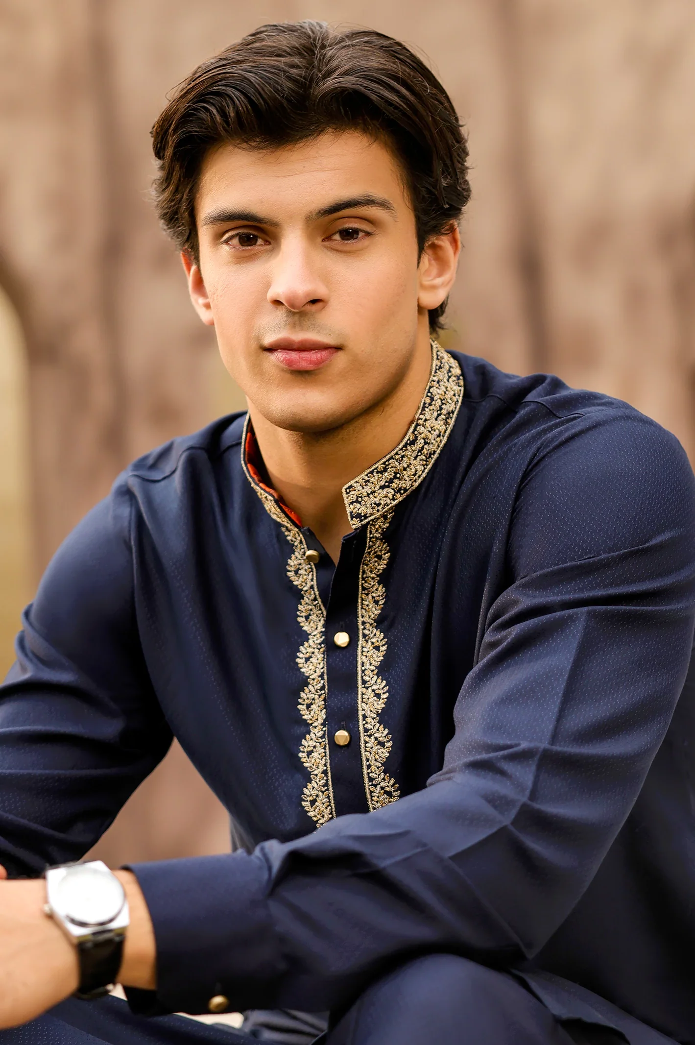 Navy Blue Wash & Wear Shalwar Kameez - Image 2