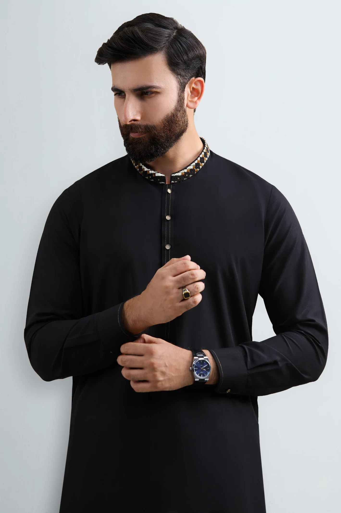 Black Wash & Wear Shalwar Kameez - Image 2