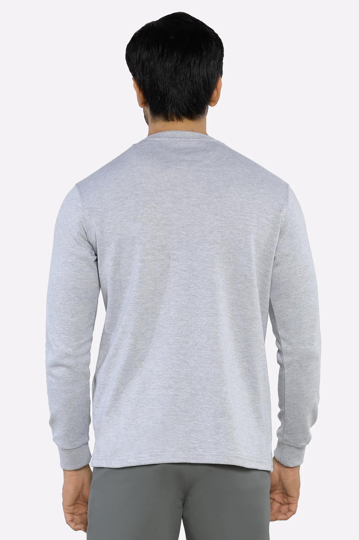 Heather Grey Full Sleeves T-Shirt - Image 3
