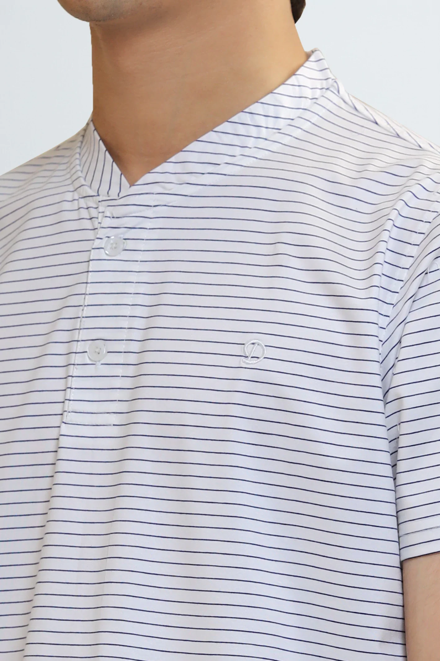 Men's Striped Short-Sleeve Henley Shirt - Image 3