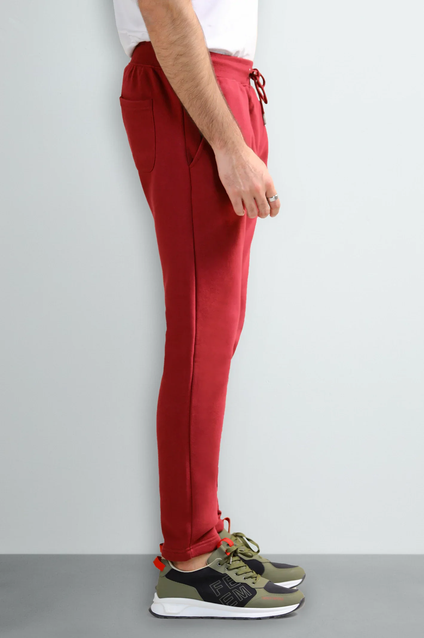 Burgundy Casual Knitted Trouser - Image 2