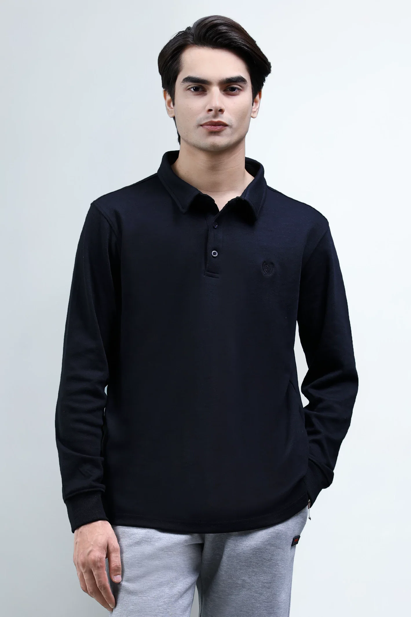 Black Long Sleeves Polo