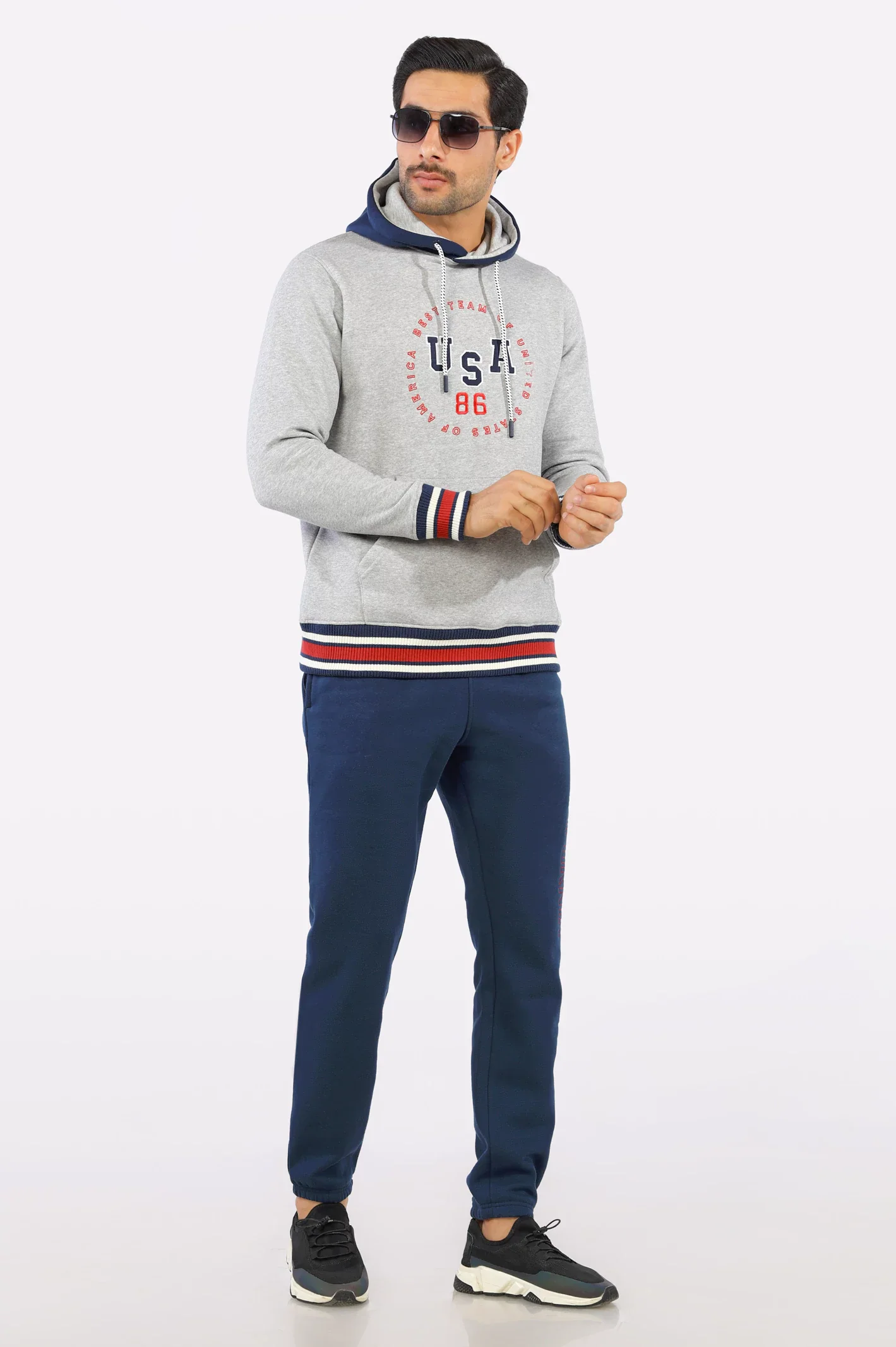 Heather Grey Embroidered Pullover Hoodie - Image 2